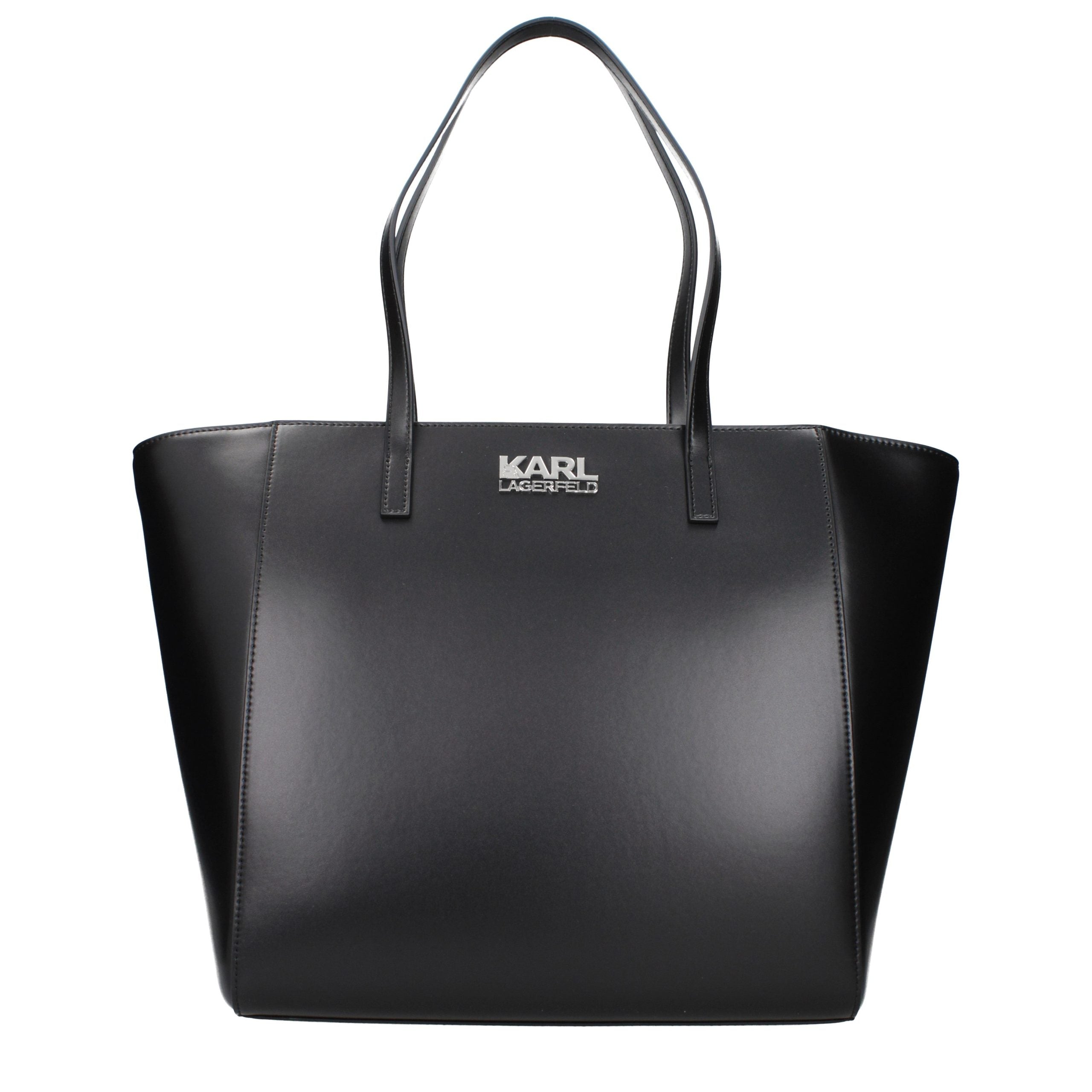 Sac à épaule en polyéthylène noir de Karl Lagerfeld avec logo visible, élégant et moderne, pour un style tendance.