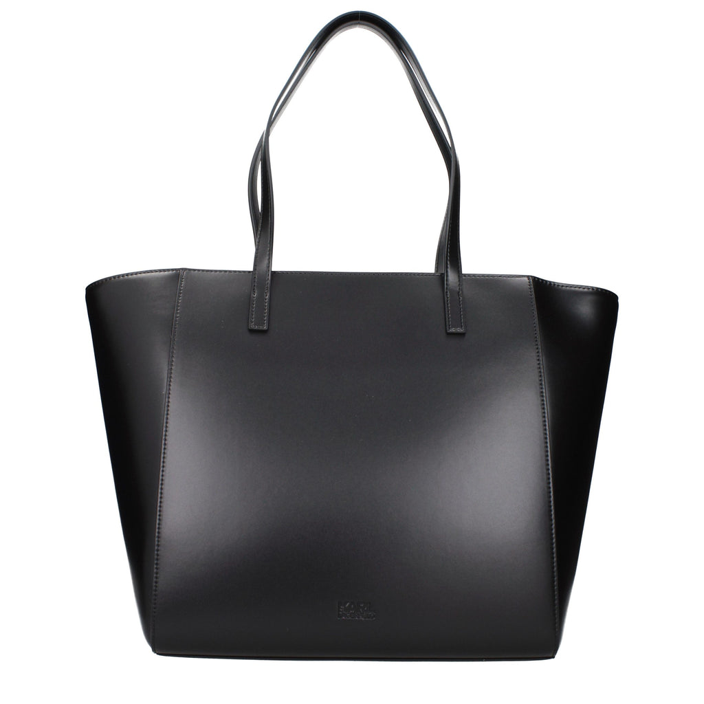 Sac à main Karl Lagerfeld en polyéthylène noir avec bandoulière, vue de face, pour femmes, style élégant et moderne.