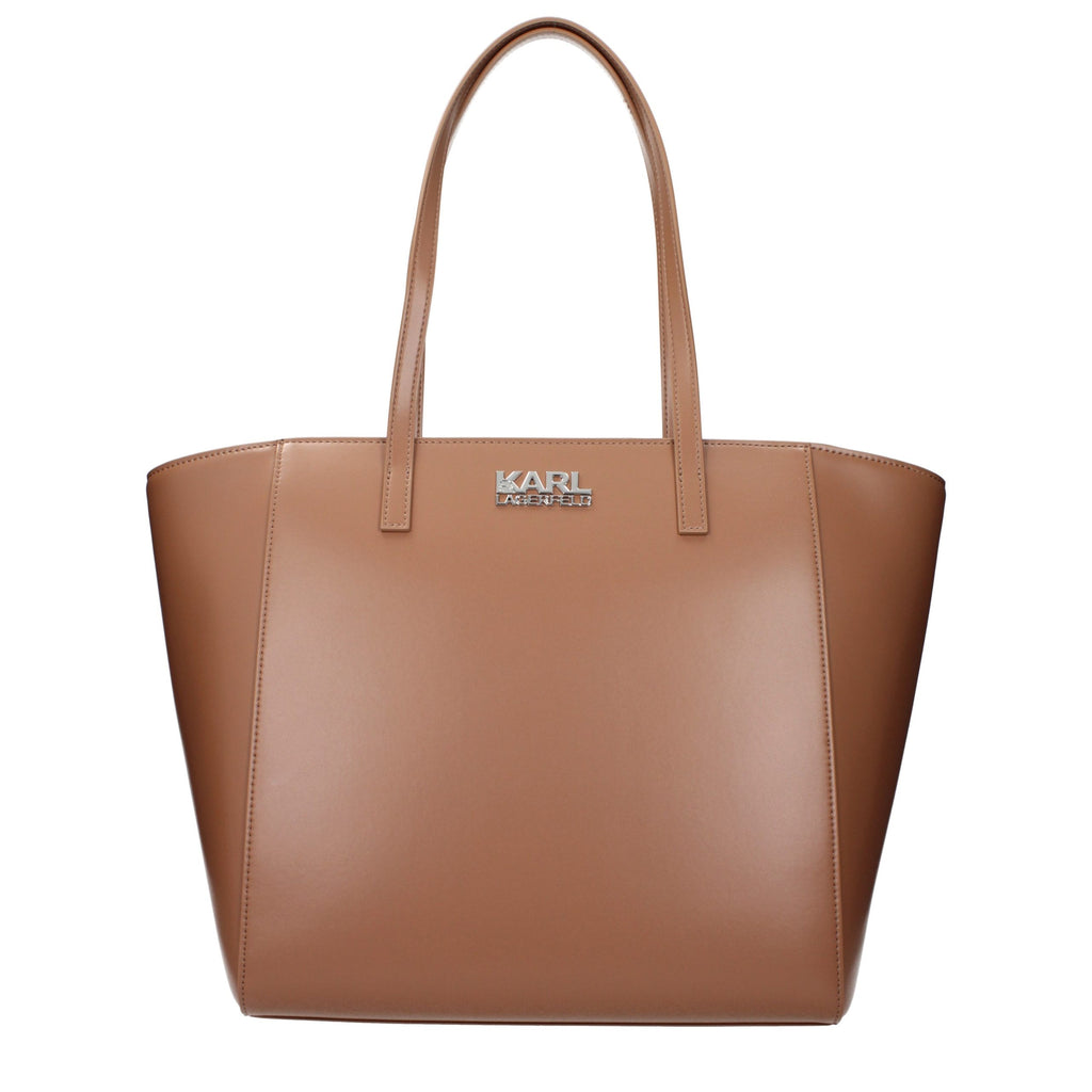 Sac à épaule en polyéthylène marron de Karl Lagerfeld, design élégant et moderne, avec logo visible sur le devant.