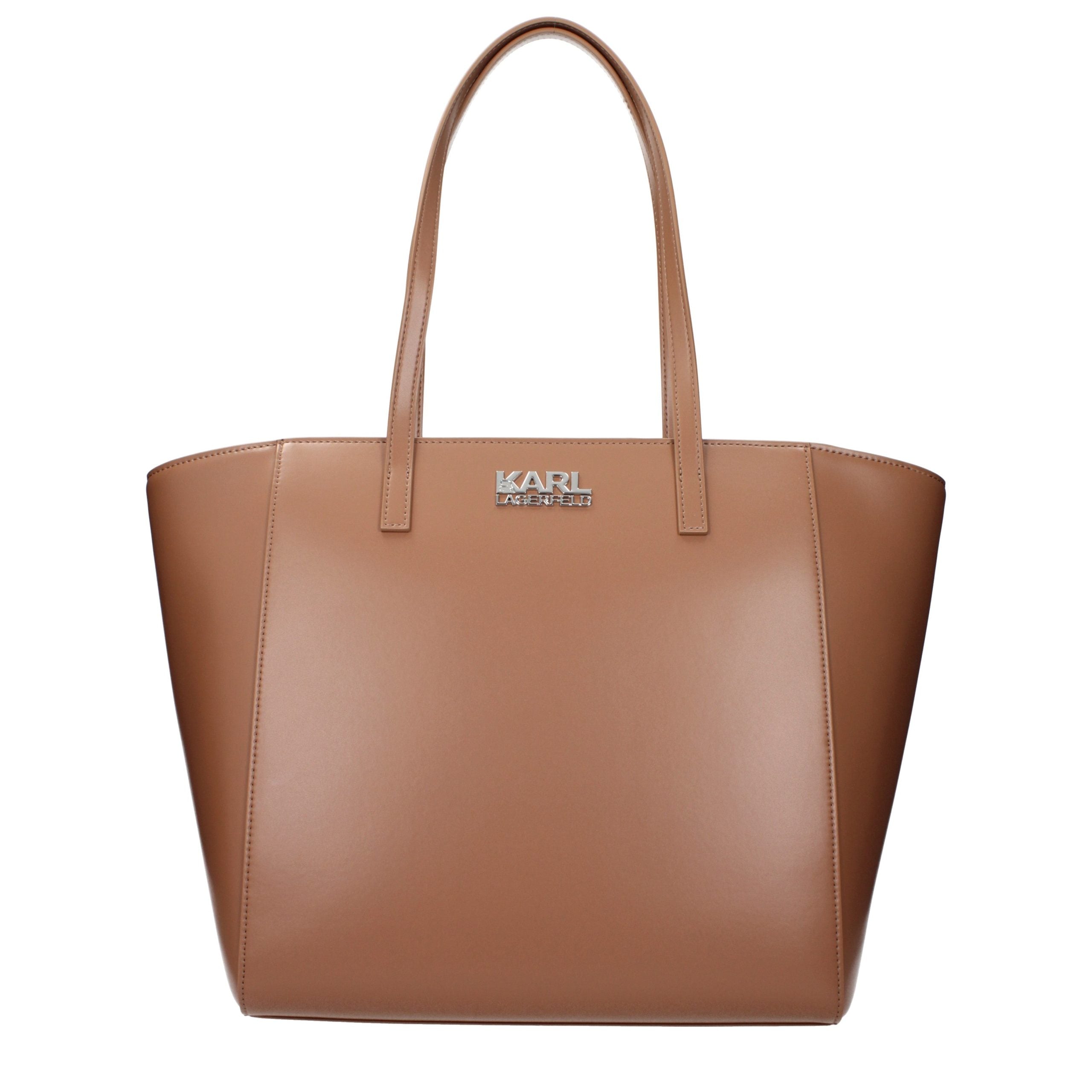 Sac à épaule en polyéthylène marron de Karl Lagerfeld, design élégant et moderne, avec logo visible sur le devant.