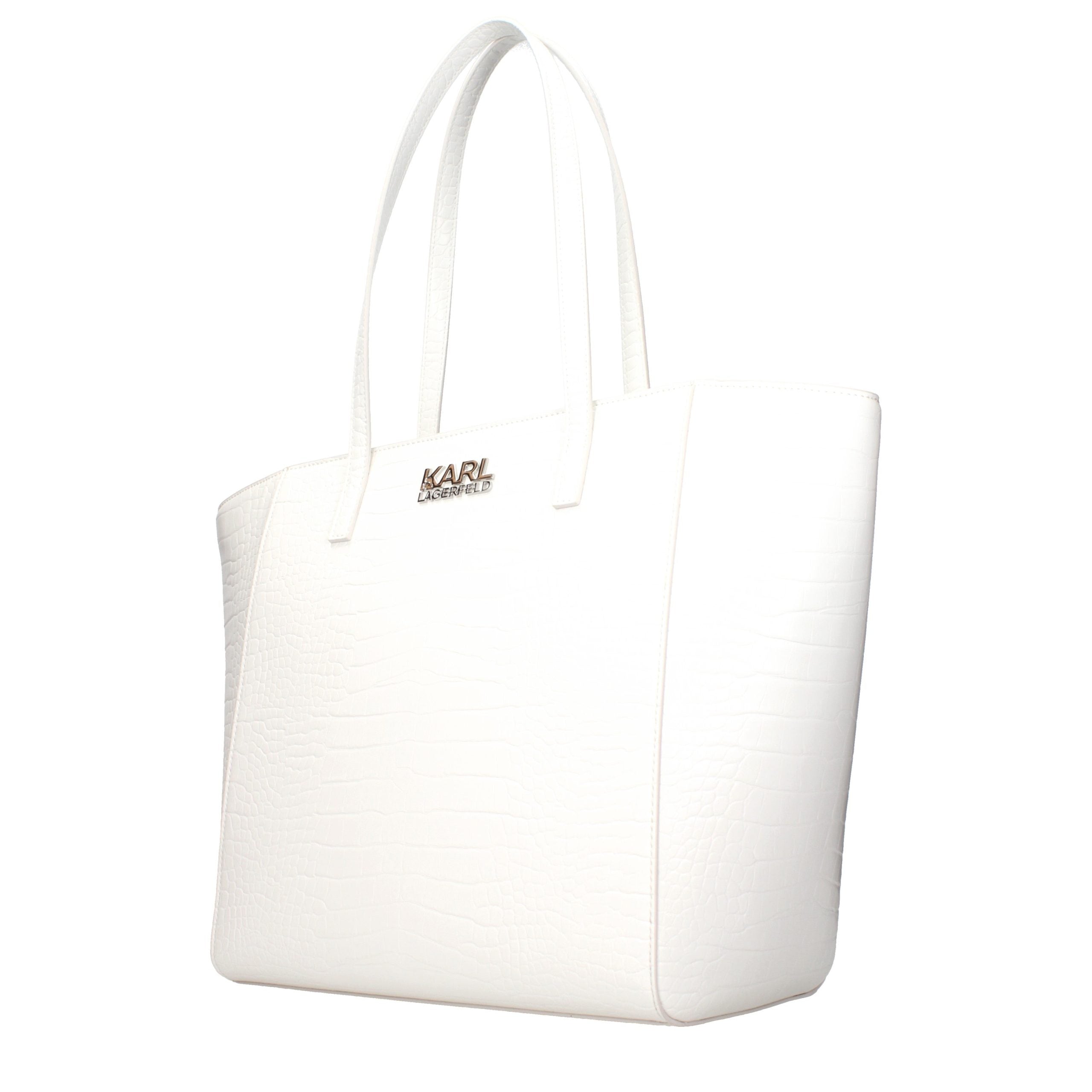 Sac à bandoulière blanc en polyéthylène Karl Lagerfeld, design moderne et élégant, visible avec détails du matériau et de la forme.