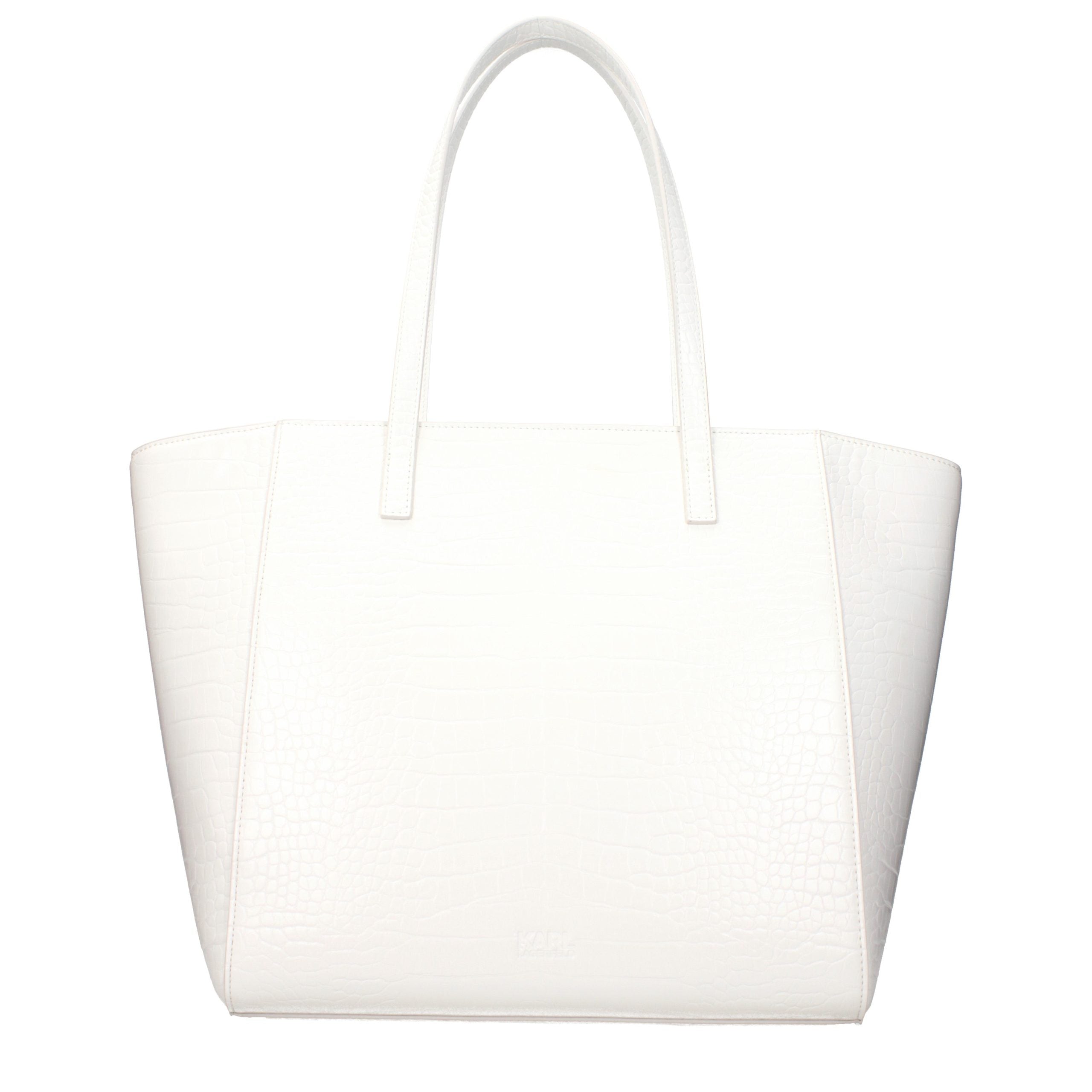 Sac à épaule en polyéthylène blanc de Karl Lagerfeld, design élégant avec logo visible, pour un look chic et moderne.
