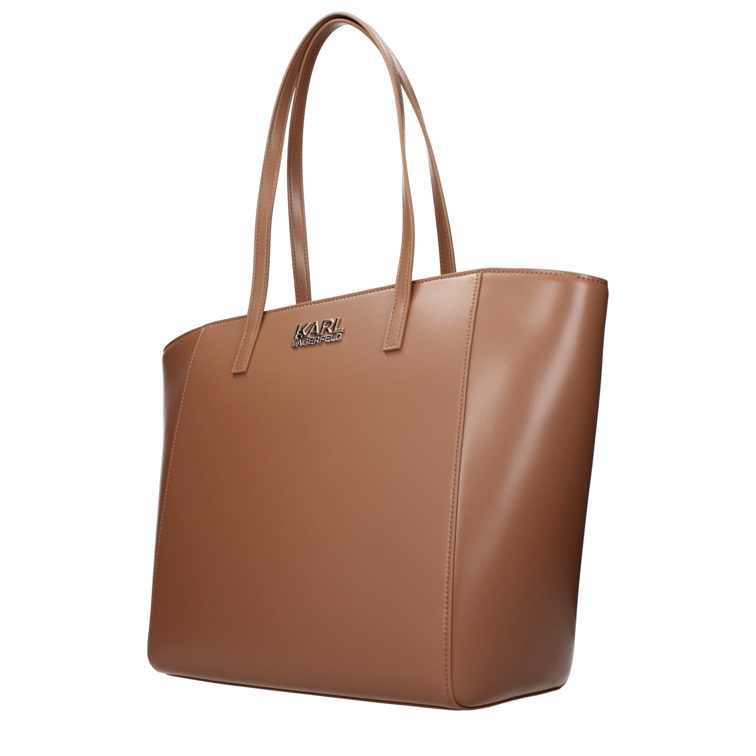 Sac à bandoulière en polyéthylène marron de Karl Lagerfeld, sac à main élégant avec détails modernes visible sur l'image.