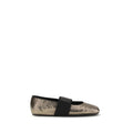 Chaussures ballerines en cuir de veau doré Bos Taurus de Givenchy, élégantes et raffinées, vues de face.