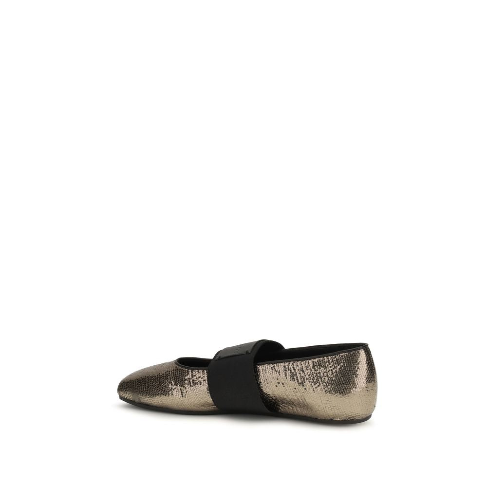 Chaussures ballerines Givenchy Bos Taurus en cuir de veau doré, élégantes et raffinées, vues de face sur fond neutre.
