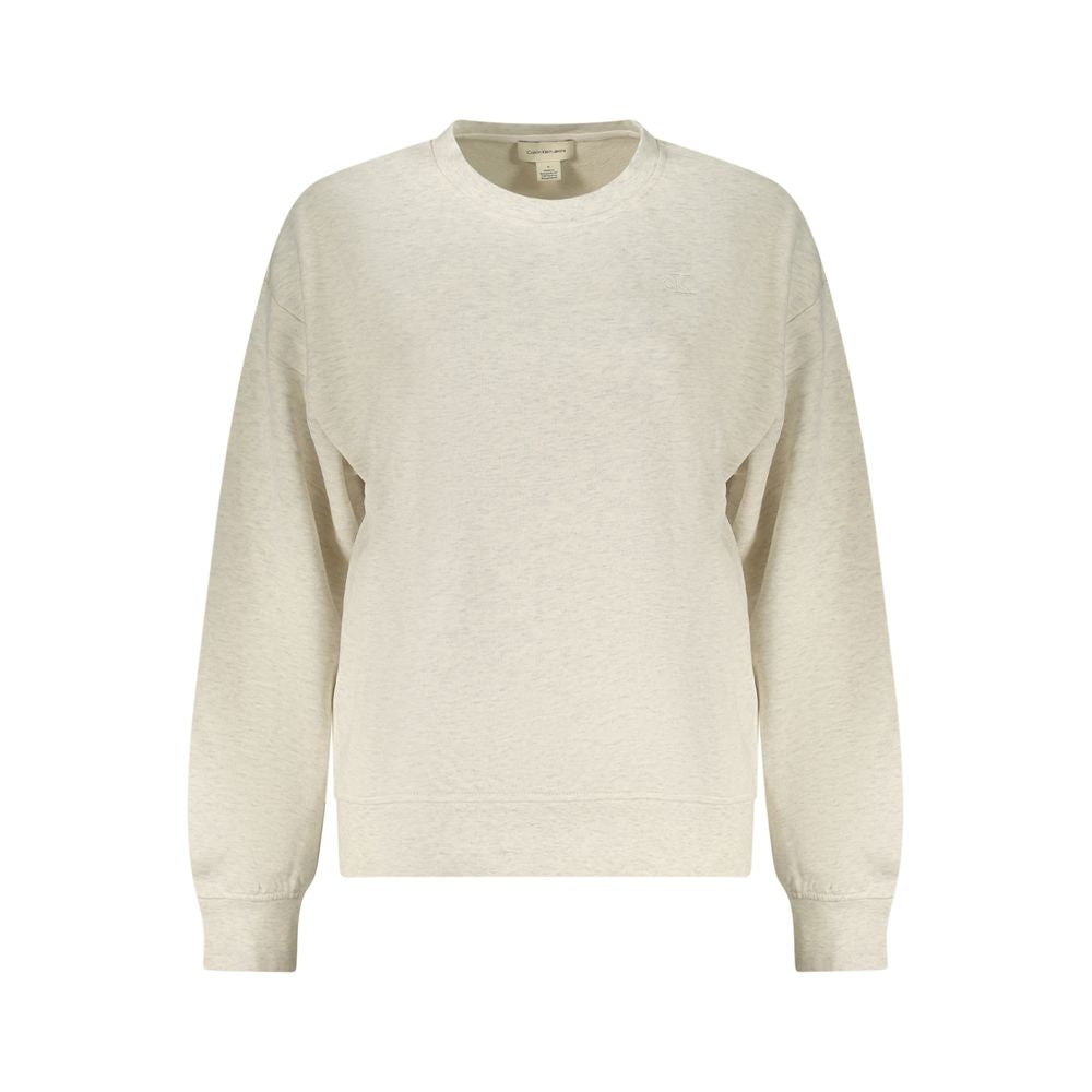 Sweatshirt grise en coton pour femmes de Calvin Klein, coupe décontractée et logo visible sur le devant.