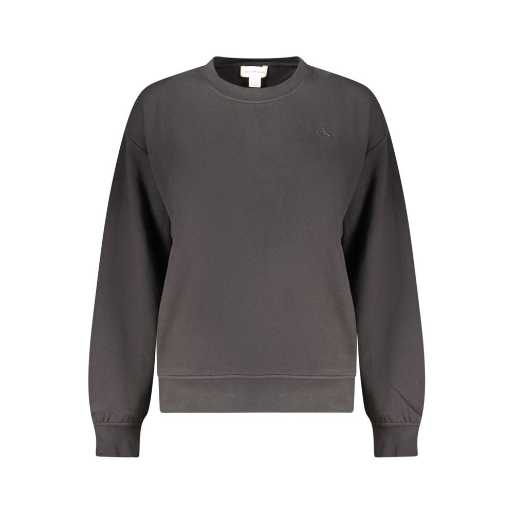 Sweat-shirt noir en coton pour femmes de la marque Calvin Klein, style décontracté et confortable.