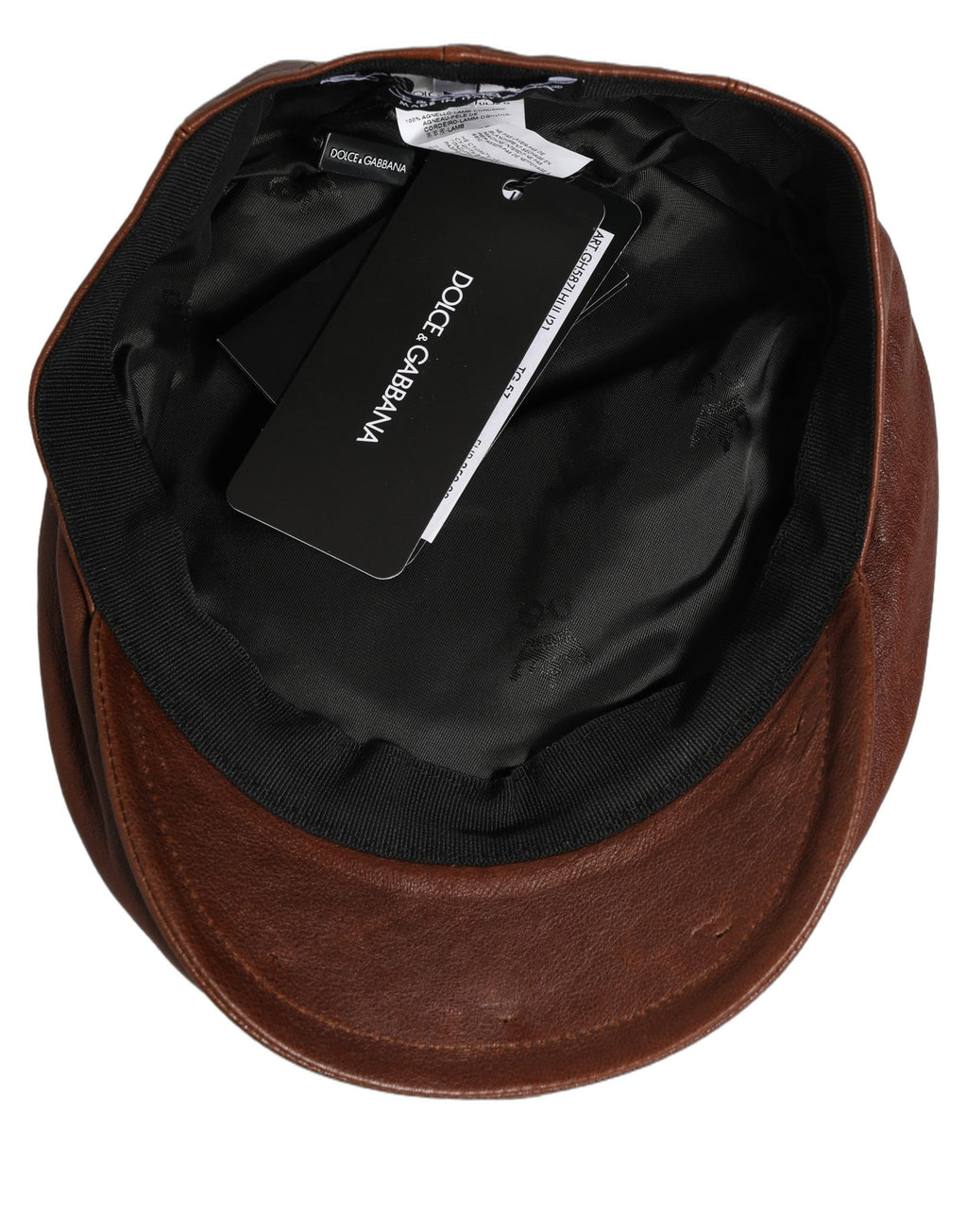 Dolce & Gabbana Men Brown Lamb Leather Newsboy Cloth Capello Hat