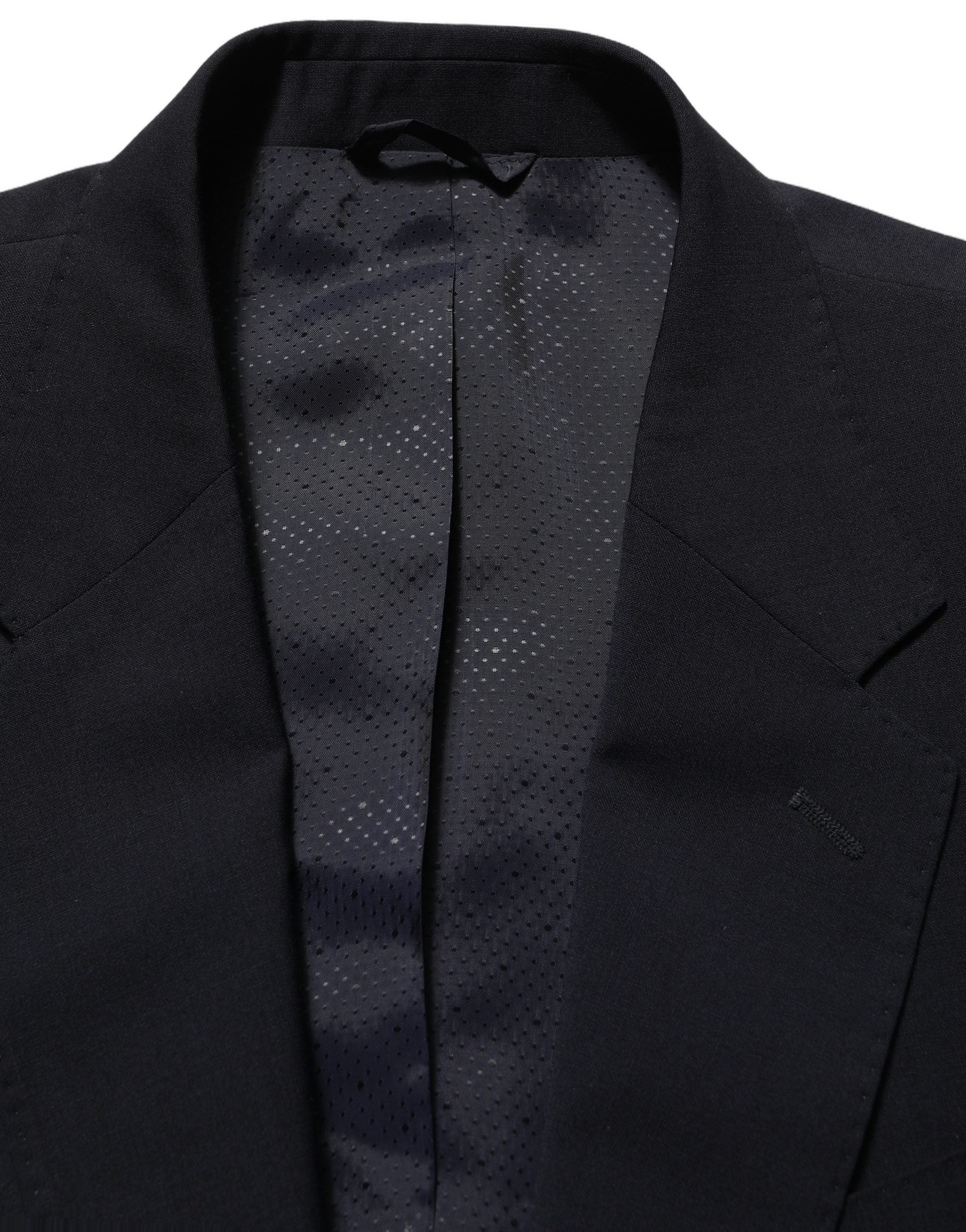 Blazer homme en laine noire Dolce & Gabbana à boutonnière simple, élégante veste ajustée pour hommes.