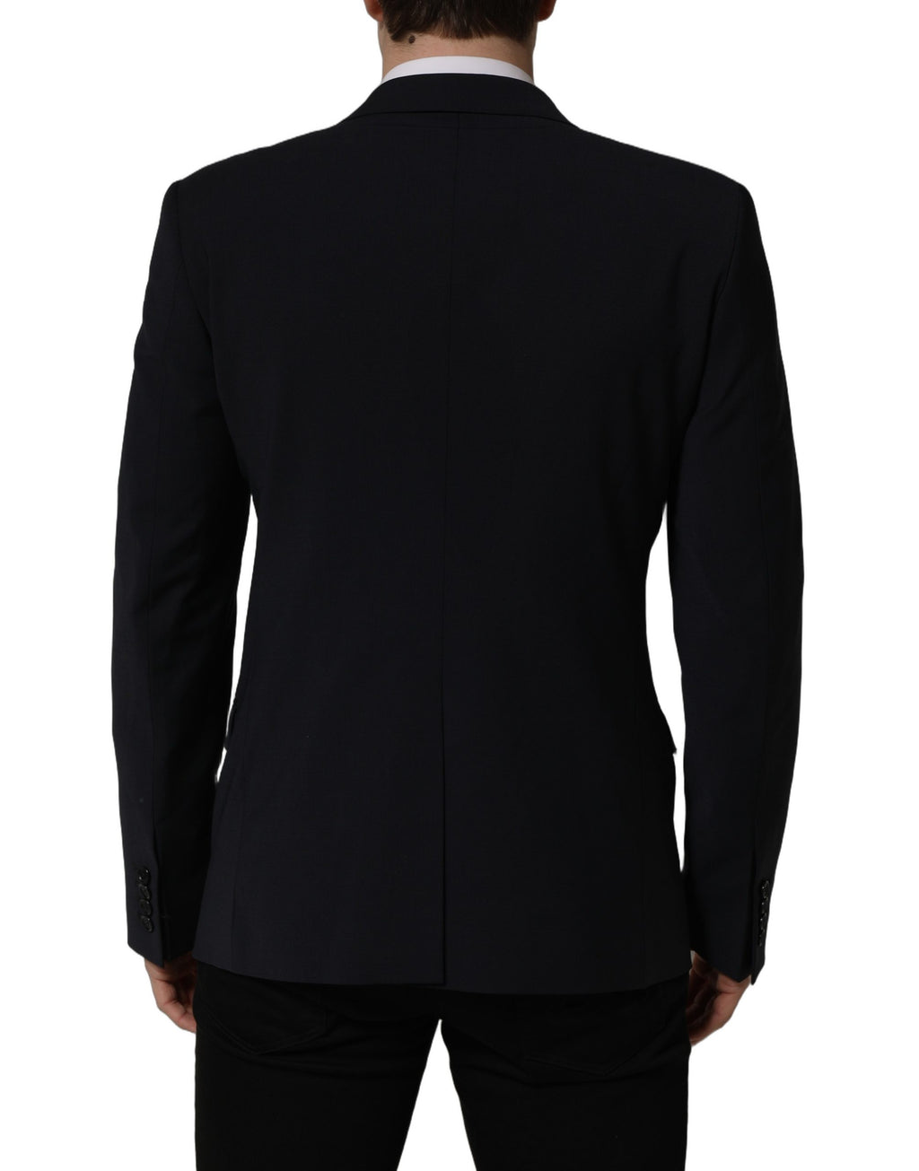 Blazer homme noir en laine à un bouton Dolce & Gabbana, veste élégante à coupe classique, détail en laine noire.