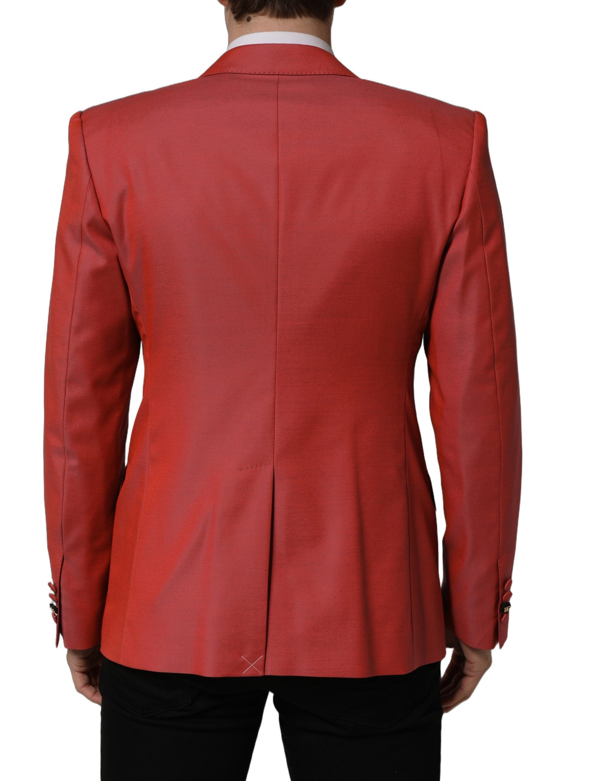 Veste blazer homme en laine rouge Dolce & Gabbana, coupe simple, col cranté, style élégant et sophistiqué.