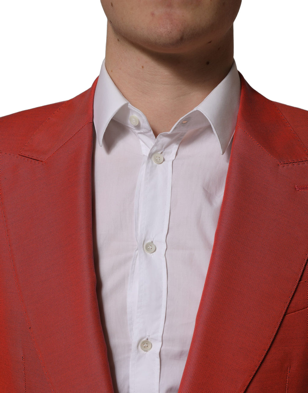 Veste blazer homme en laine rouge Dolce & Gabbana, coupe simple et boutonnée, élégance classique et style moderne.