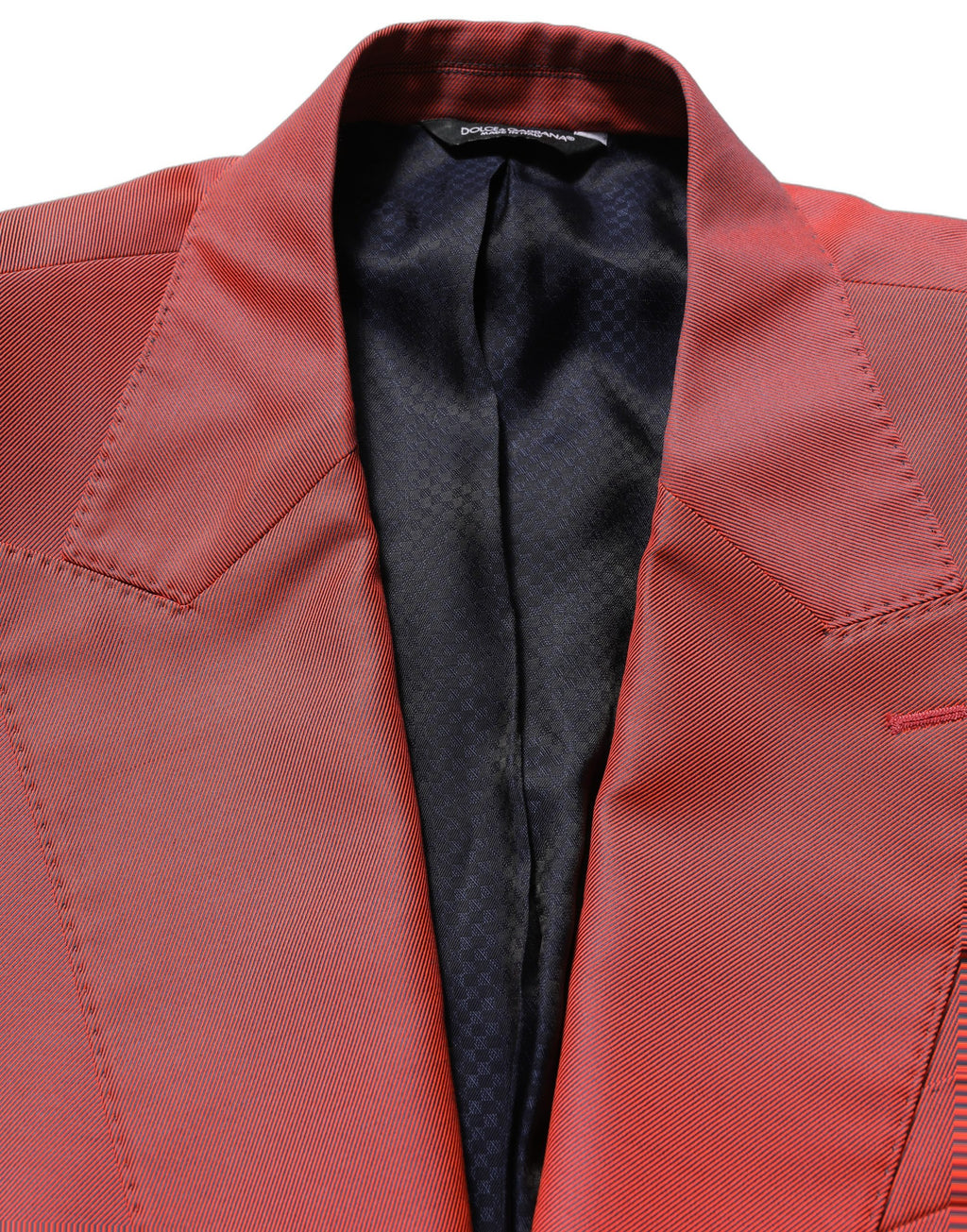 Veste blazer pour hommes en laine rouge Dolce & Gabbana, coupe simple boutonnage croisé, style élégant et sophistiqué.