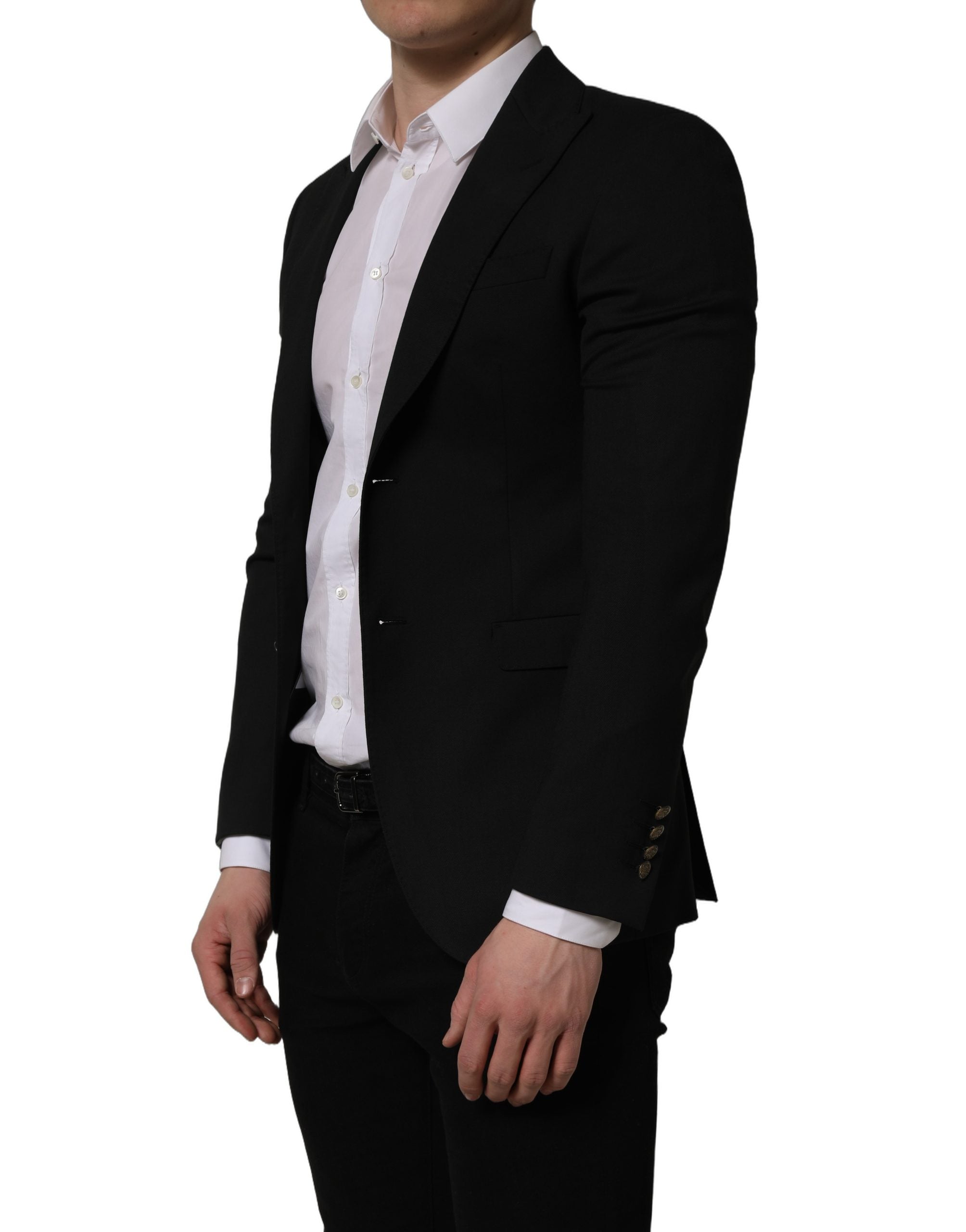 Dolce & Gabbana Schwarzer Blazer aus Polyester mit Einzelknopfverschluss