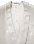 Veste blazer blanche en viscose de Dolce & Gabbana, à un bouton avec col classique et manches longues.