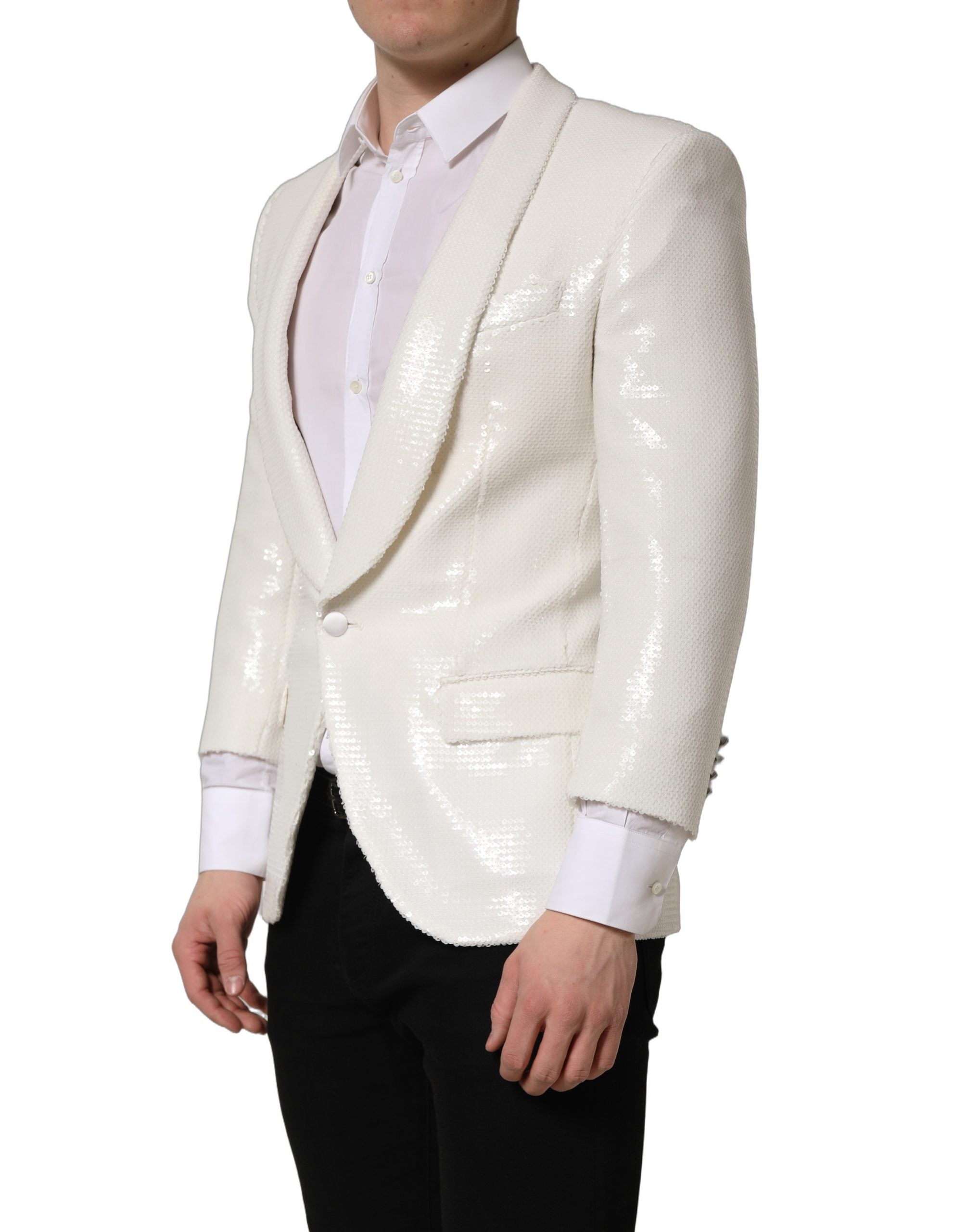 Veste blazer blanche en viscose de Dolce & Gabbana, à boutonnière simple et coupe élégante pour femme.