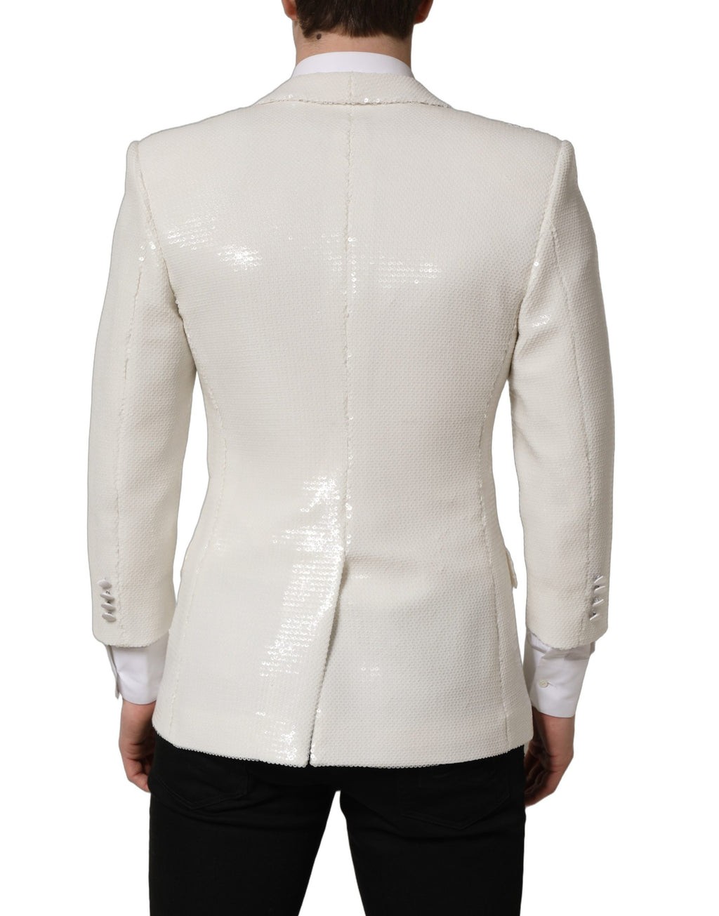 Veste blazer blanche en viscose de Dolce & Gabbana, à double boutonnage, style élégant et moderne.