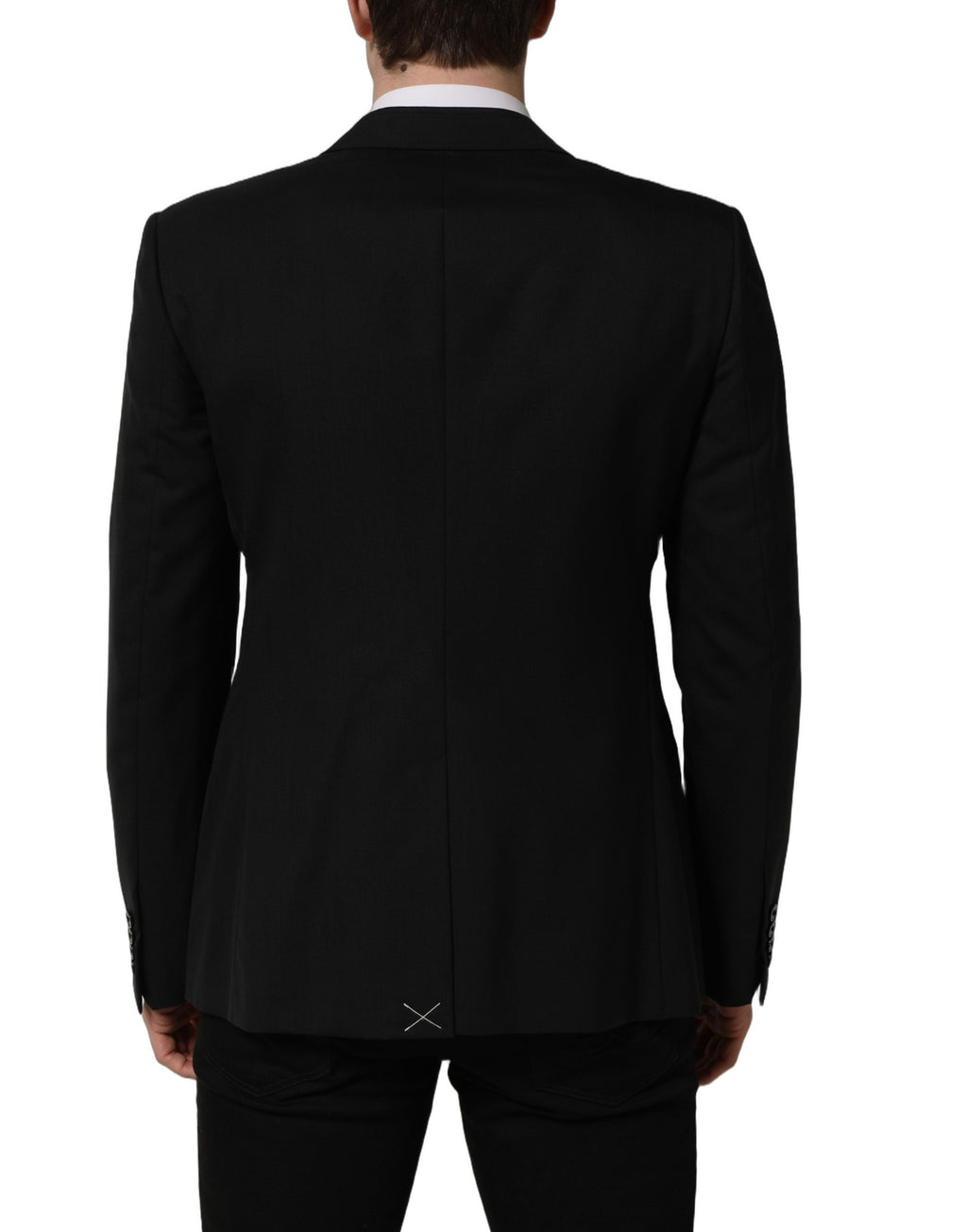 Veste blazer en laine noire Dolce & Gabbana à un seul bouton, coupe élégante et ajustée pour homme.