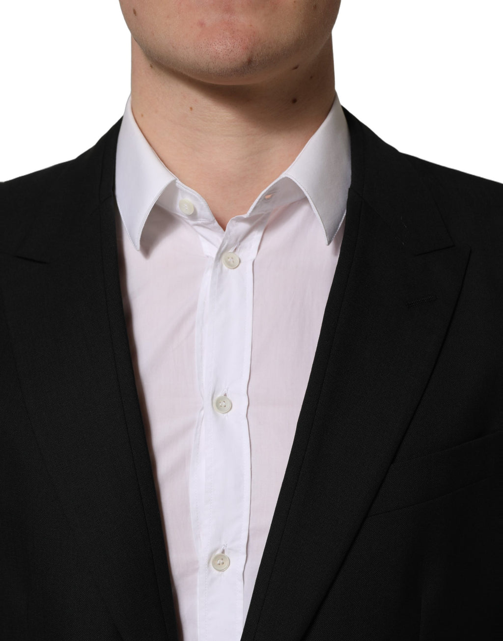 Veste blazer en laine noire Dolce & Gabbana à boutonnière simple, coupe élégante et classique pour homme.