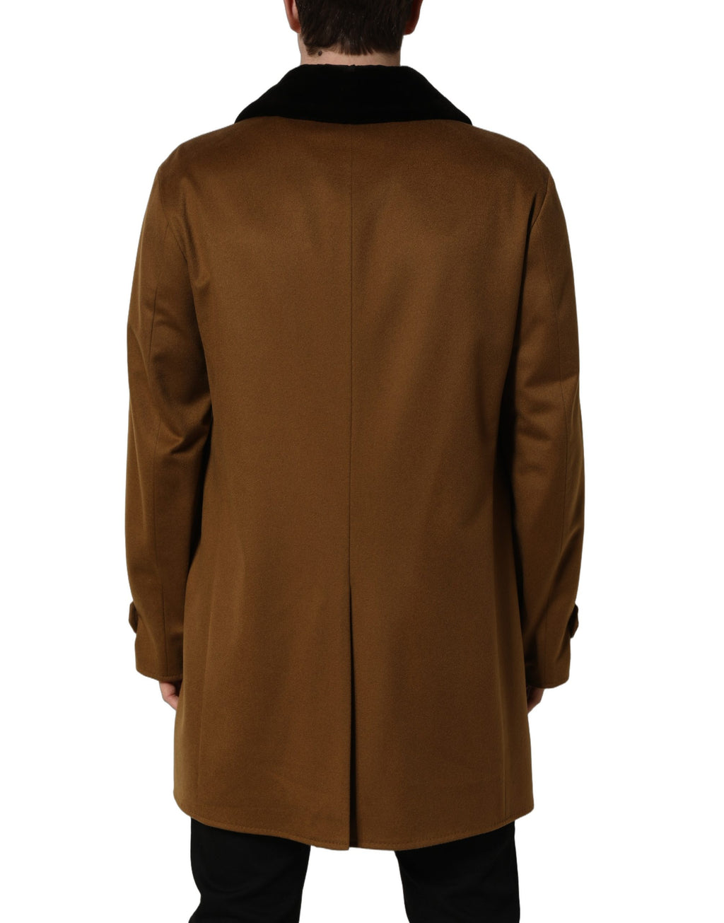 Manteau pour homme en cachemire marron et fourrure de mink de Dolce & Gabbana, élégante et chaude.
