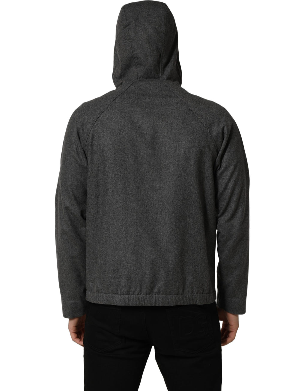 Veste bomber homme Dolce & Gabbana en coton gris à capuche et fermeture éclair, style décontracté et moderne.