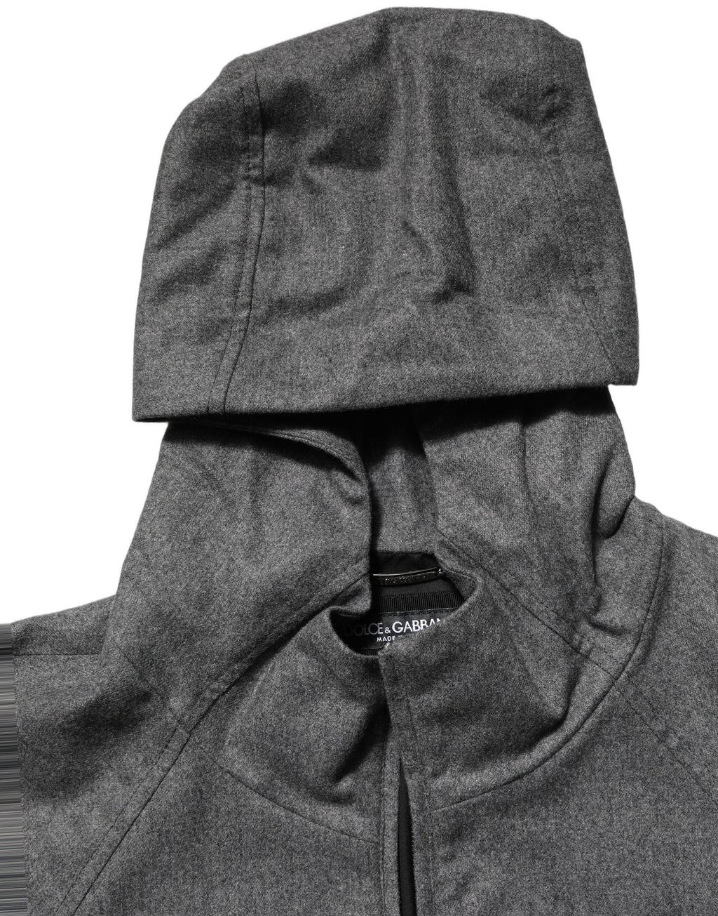 Veste bomber pour hommes Dolce & Gabbana en coton gris à capuche et fermeture éclair complète.