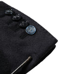 Veste blazer Dolce & Gabbana en cachemire noir à simple boutonnage, élégante et sophistiquée, portée sur un mannequin.
