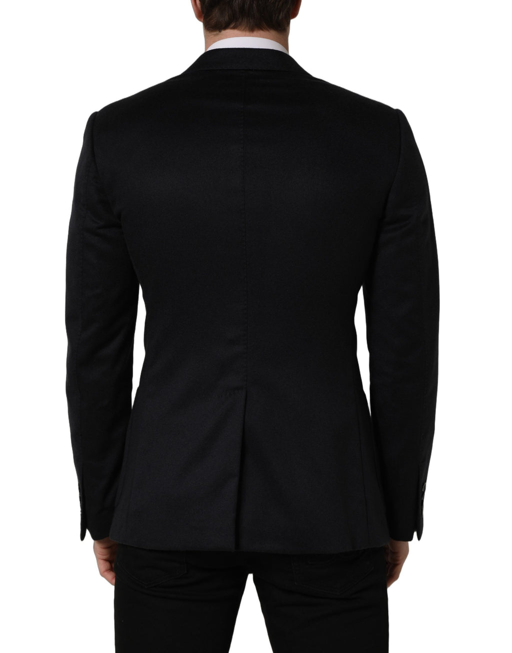Veste blazer en cachemire noir Dolce & Gabbana, coupe simple, à un bouton, détails élégants, pour femme ou homme.
