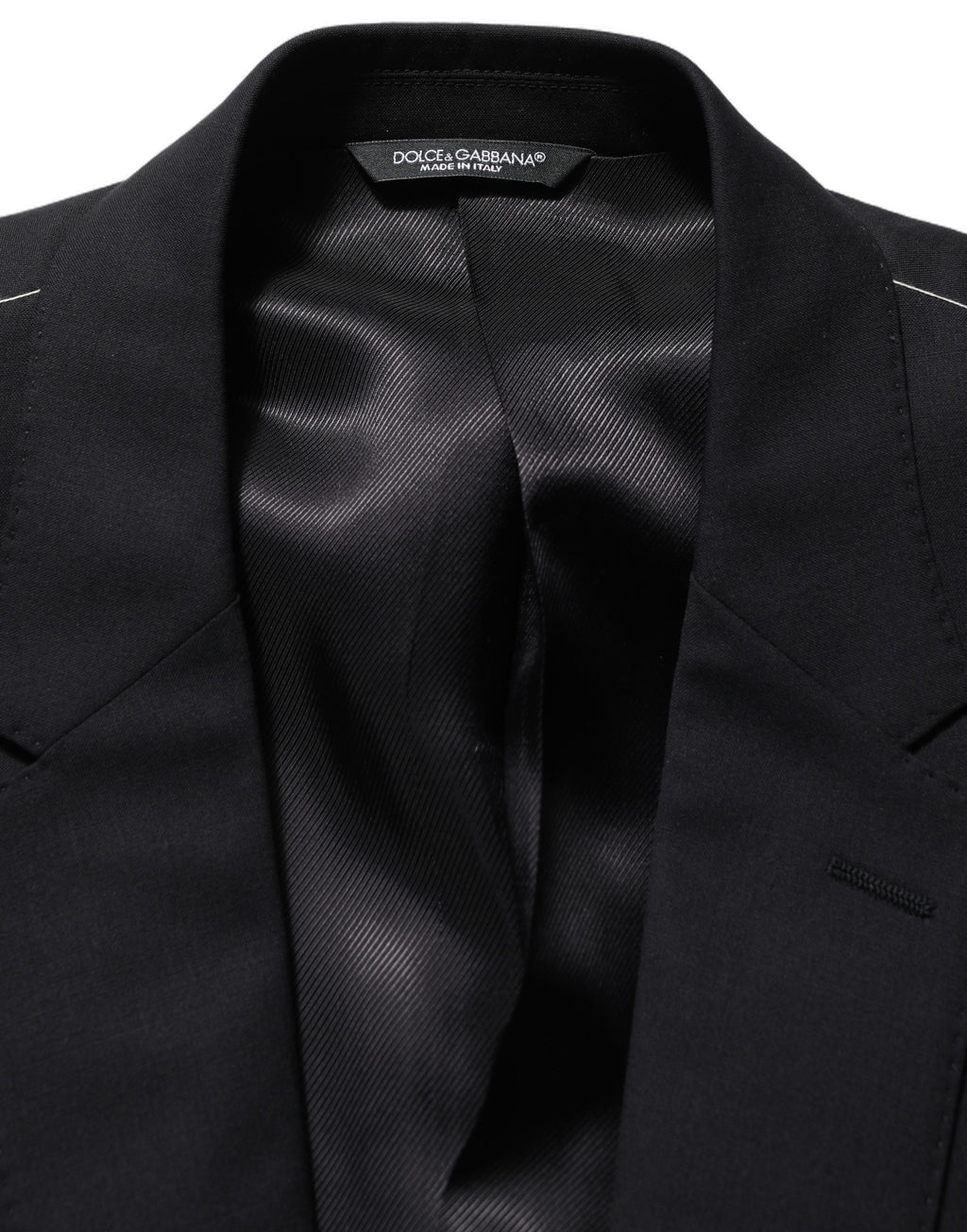 Blazer Dolce & Gabbana en laine noire à double boutonnage, veste élégante pour homme, vue de face sur fond blanc