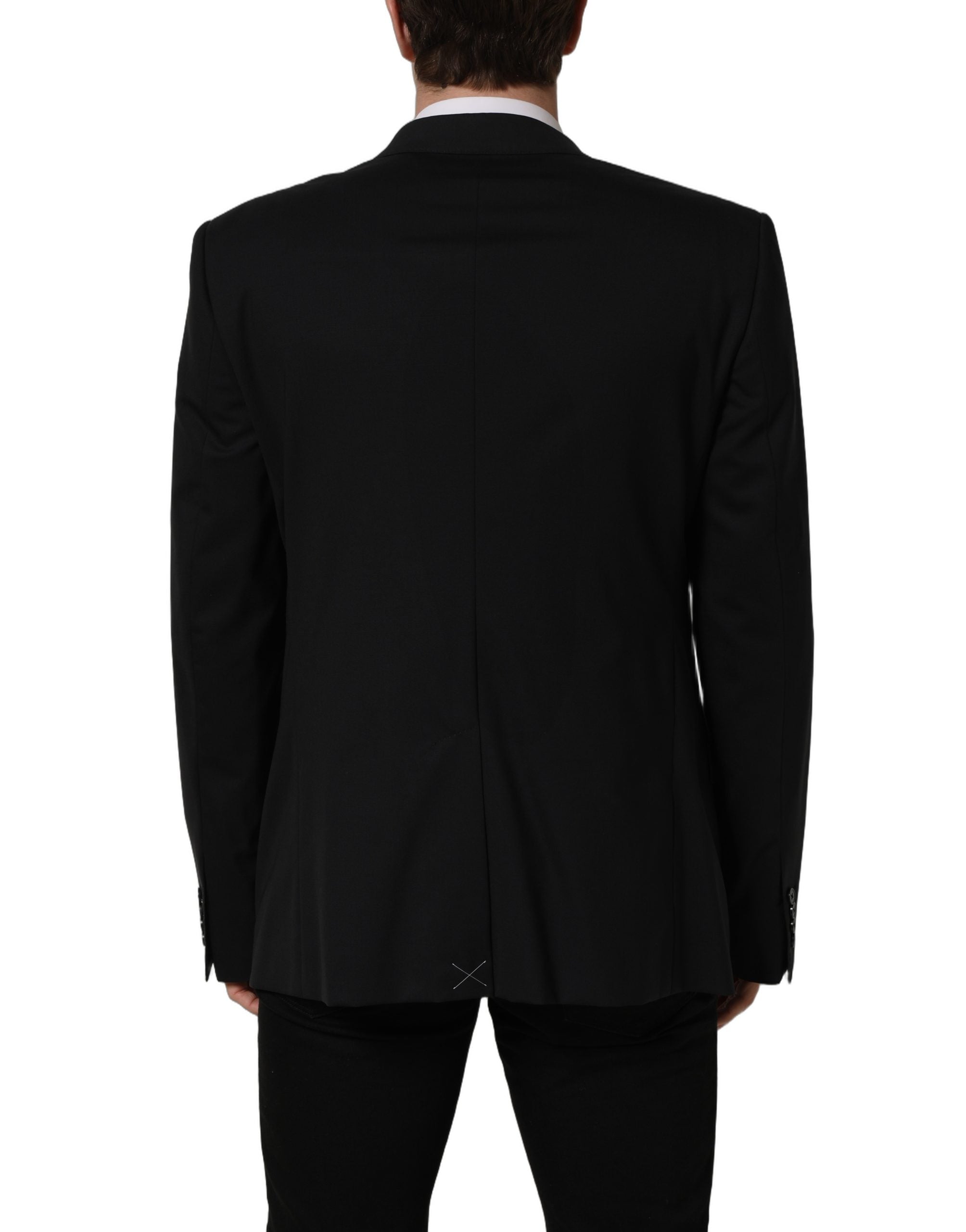 Veste blazer en laine noire Dolce & Gabbana à simple boutonnage, élégante et structurée, vue de face sur un fond neutre.