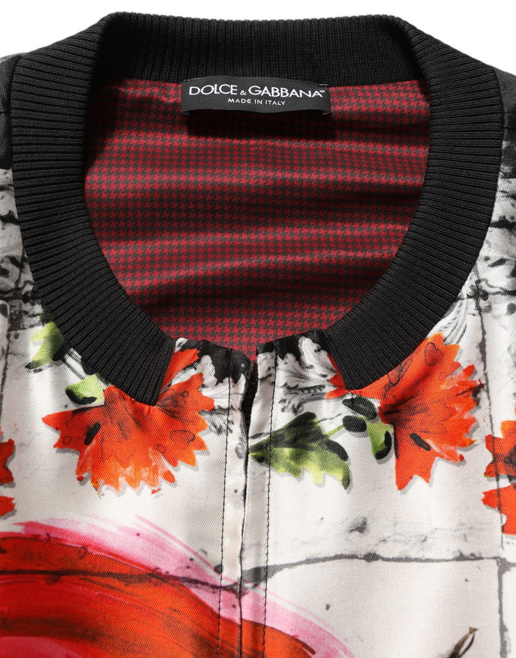 Veste bomber Dolce & Gabbana multicolore avec motif taureau Majolica, style tendance et design coloré.