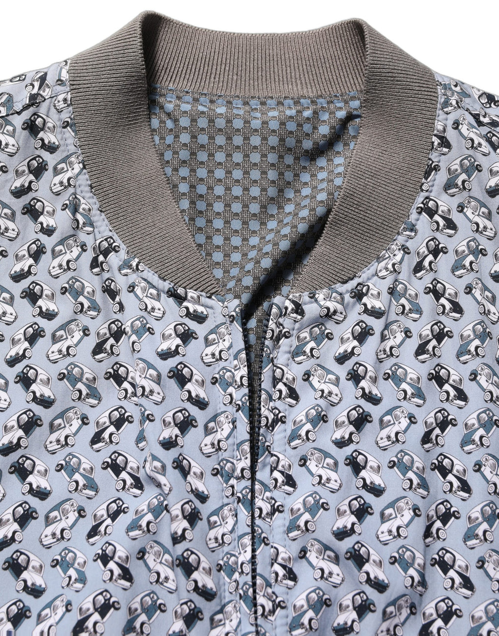 Veste bomber en coton imprimé voiture Dolce & Gabbana Light Blue, style décontracté avec motif coloré et fermeture éclair.
