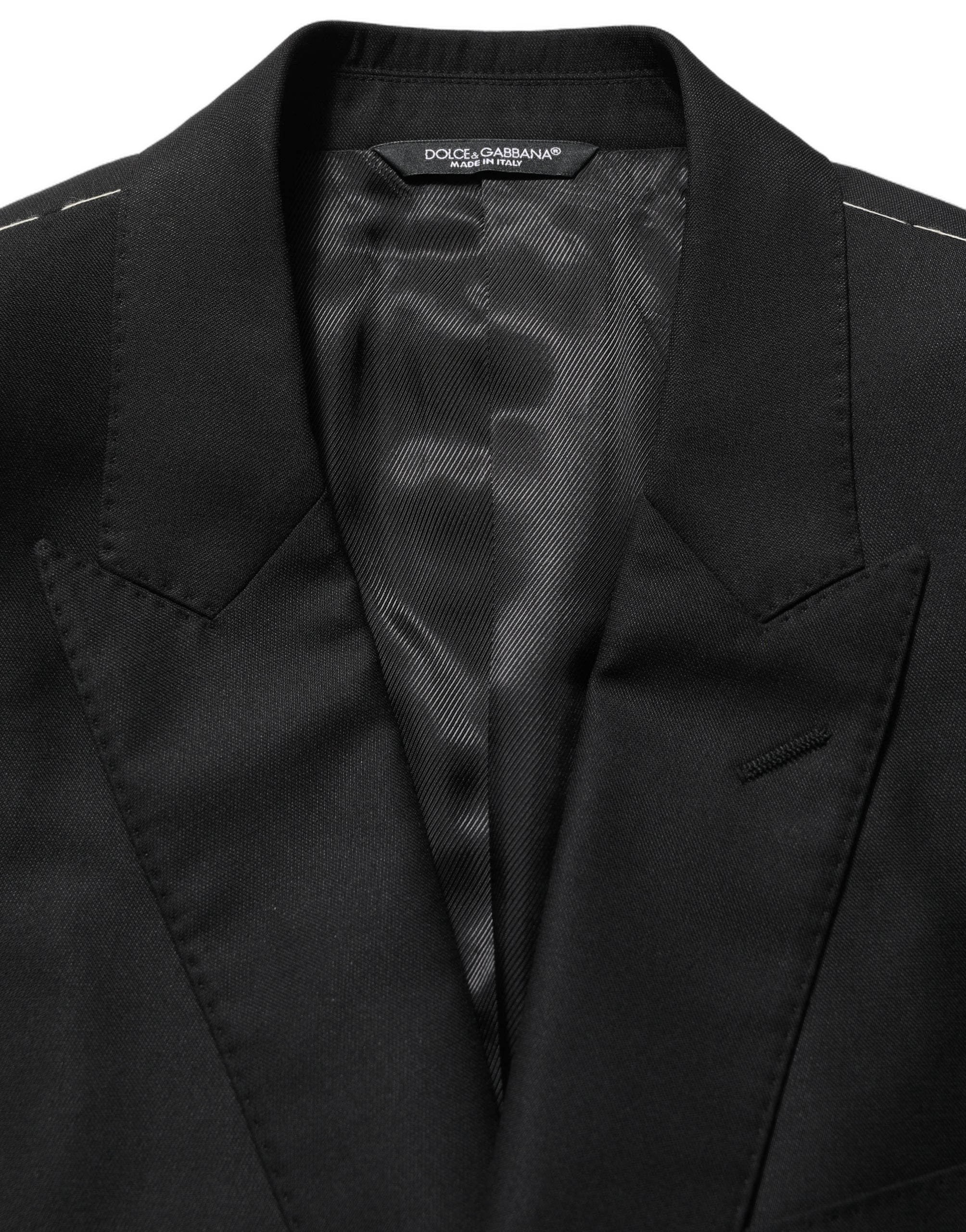 Veste blazer en laine noire Dolce & Gabbana à un seul bouton, coupe élégante et classique pour homme.