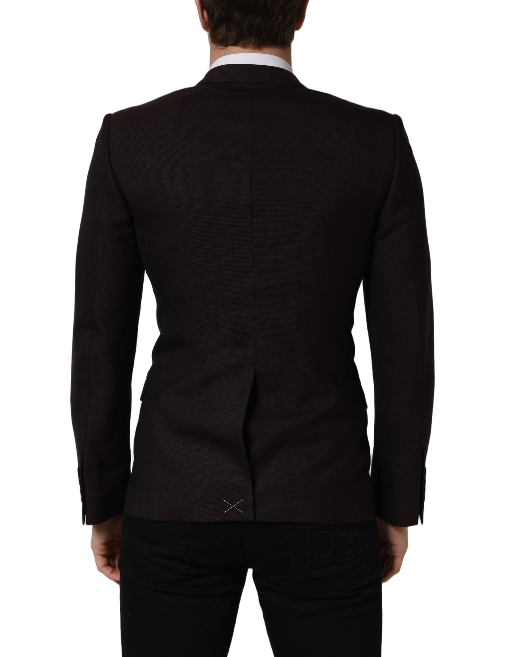 Veste homme en laine marron Dolce & Gabbana, à simple boutonnage, élégante et sophistiquée, vue de face.