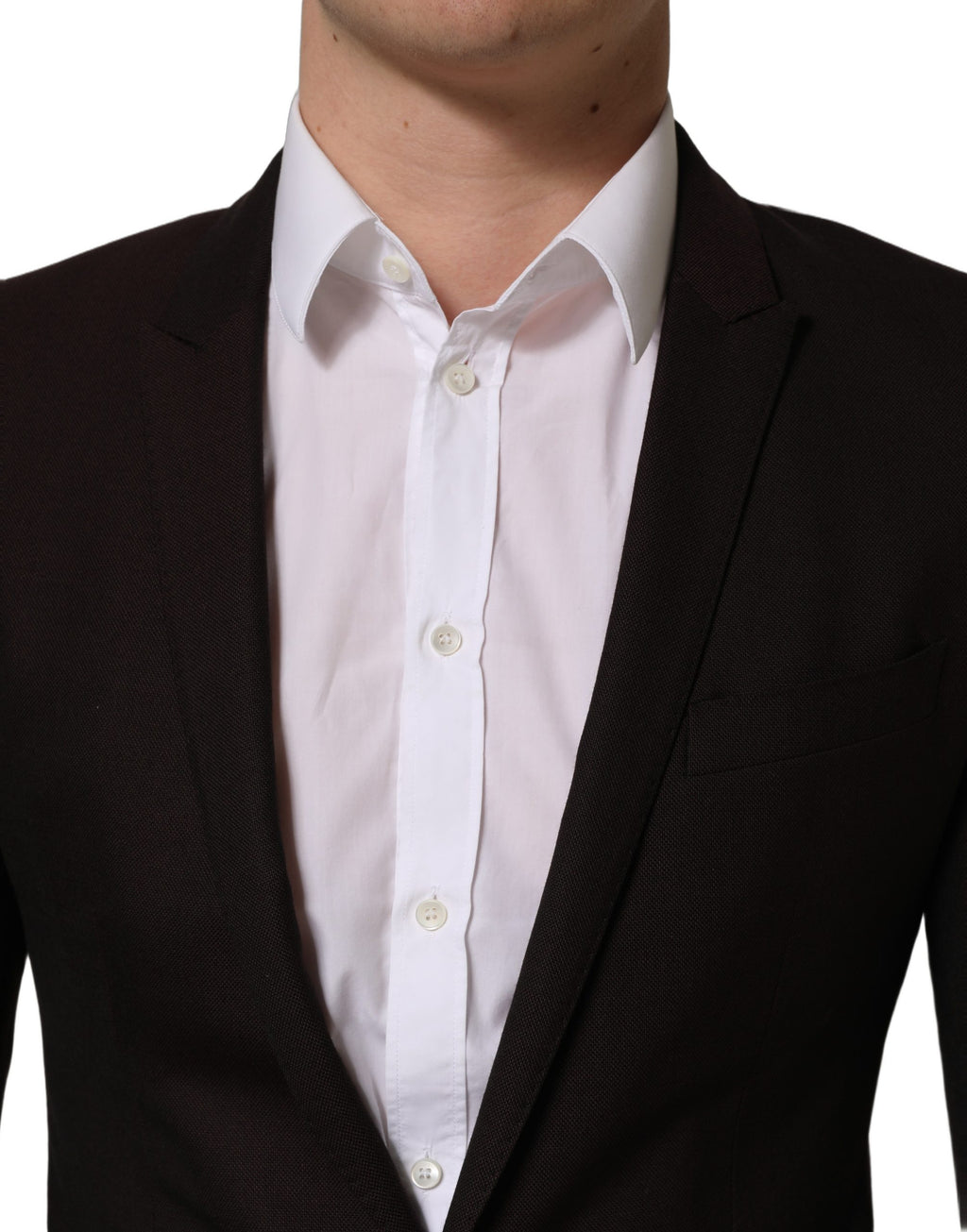Veste pour homme en laine marron Dolce & Gabbana, à simple boutonnage, style élégant et classique.