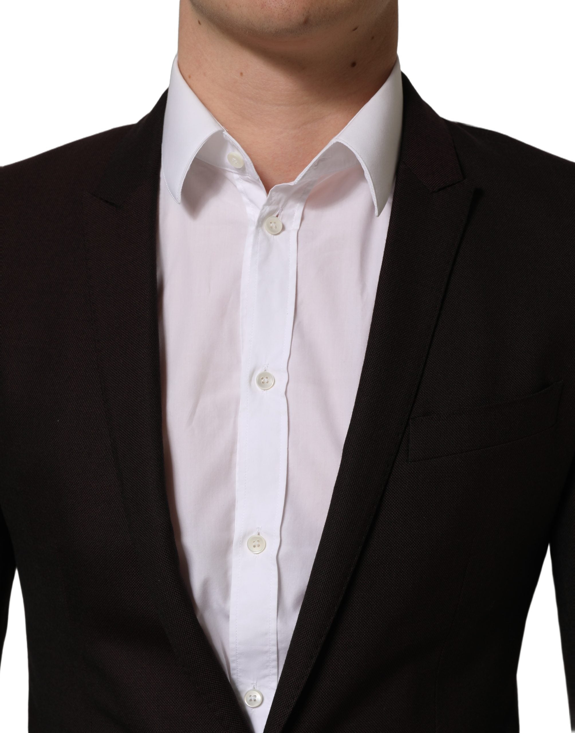Veste pour homme en laine marron Dolce & Gabbana, à simple boutonnage, style élégant et classique.