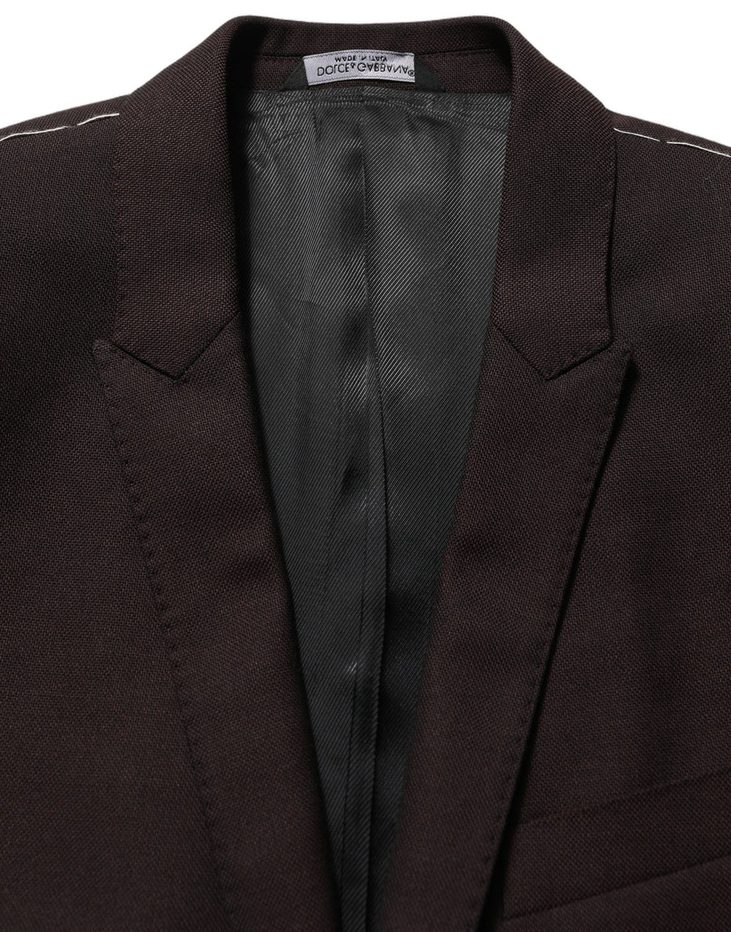 Veste pour homme en laine marron Dolce & Gabbana, à boutonnière simple, style élégant et sophistiqué.