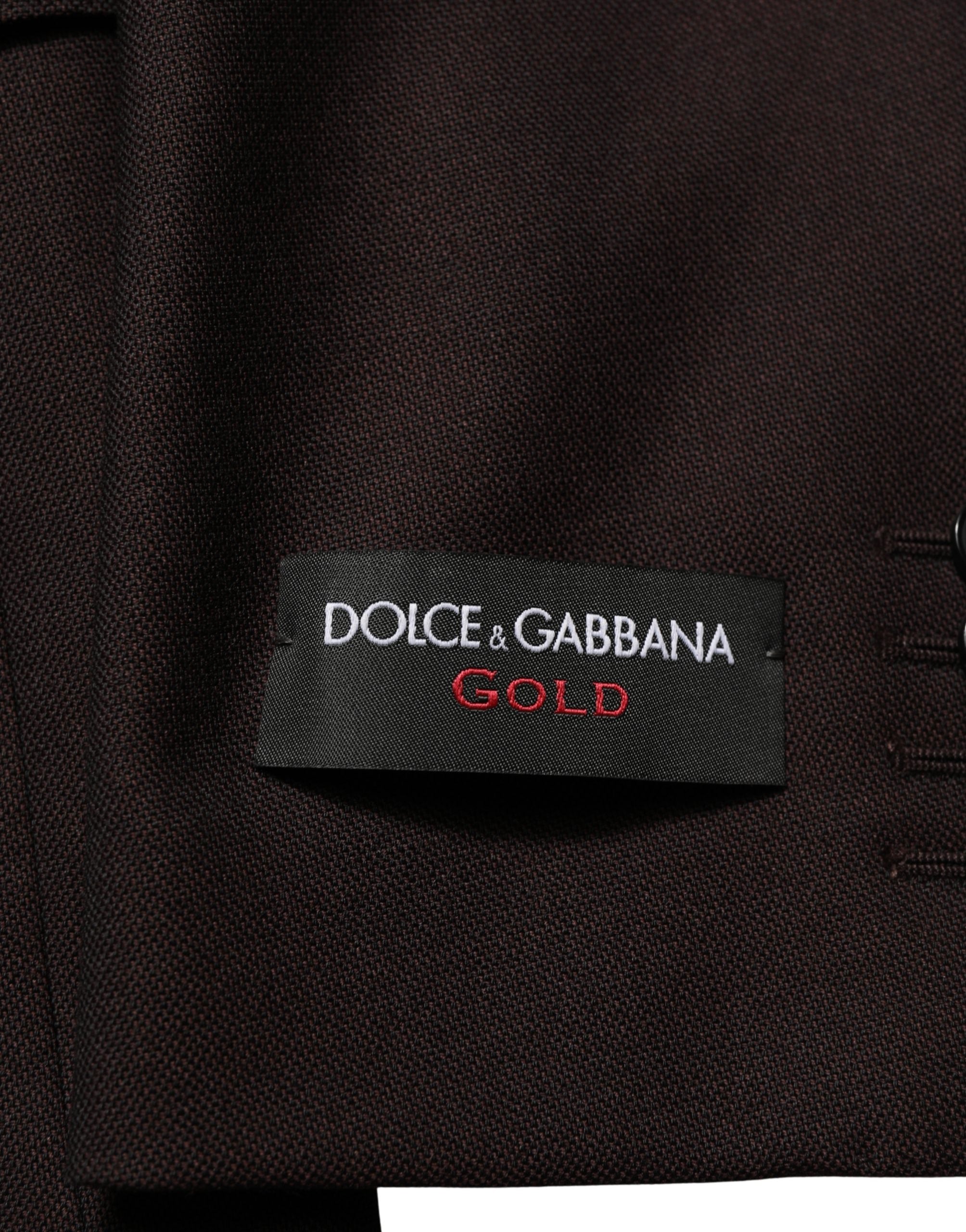 Veste pour homme en laine marron Dolce & Gabbana, à simple boutonnage, style élégant et classique.