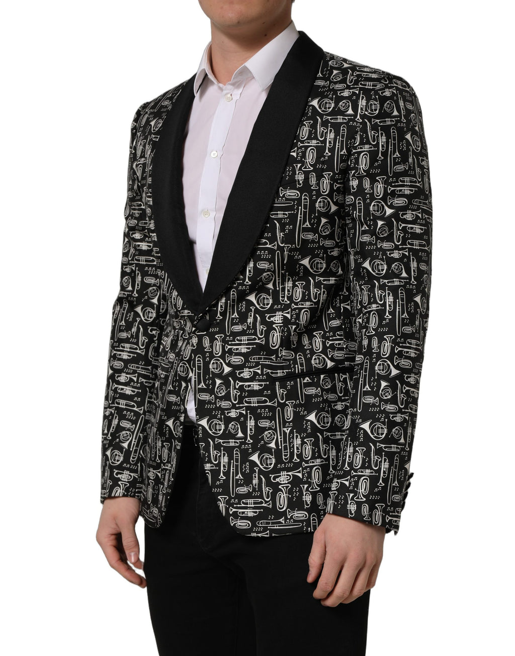 Blazer Dolce & Gabbana noir orné de cristaux, veste blazer élégante avec détails brillants et finition sophistiquée.