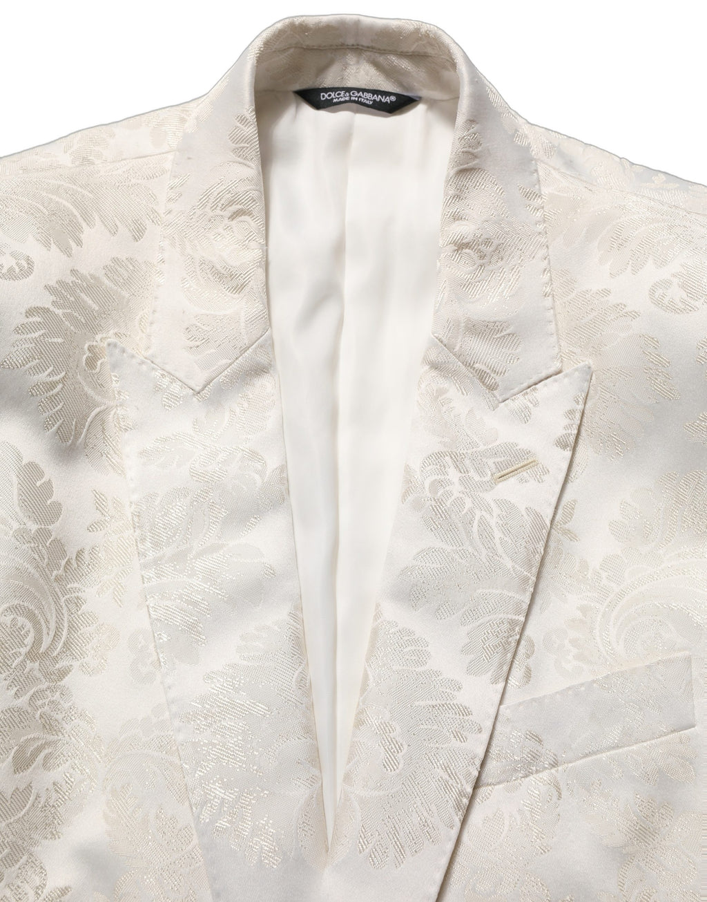 Veste pour homme Dolce & Gabbana blanche à fleurs, à simple boutonnage, style élégant et sophistiqué.