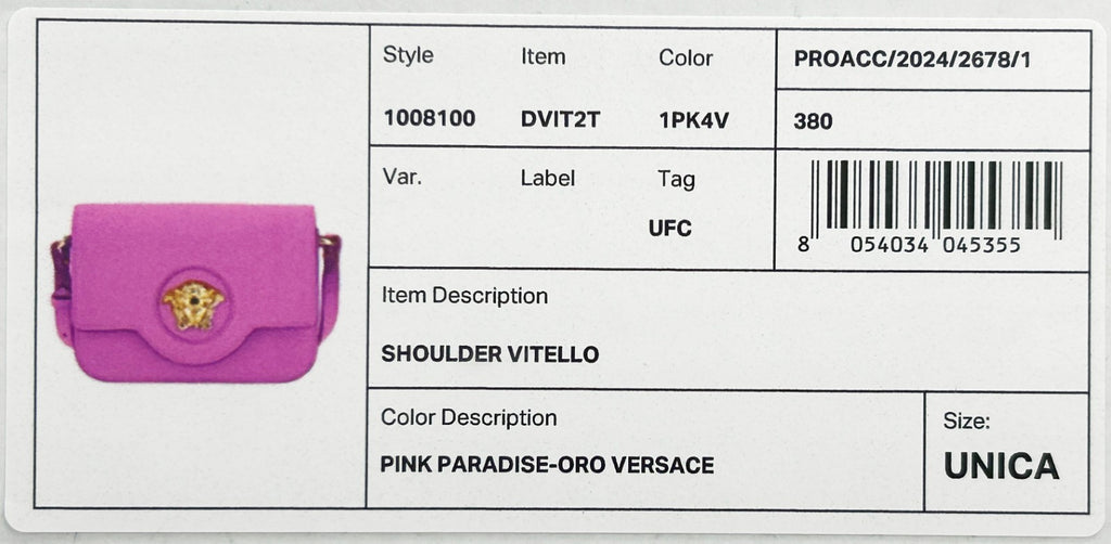 Sac à bandoulière en cuir rose Versace La Medusa, pochette élégante avec logo emblématique et détails sophistiqués.