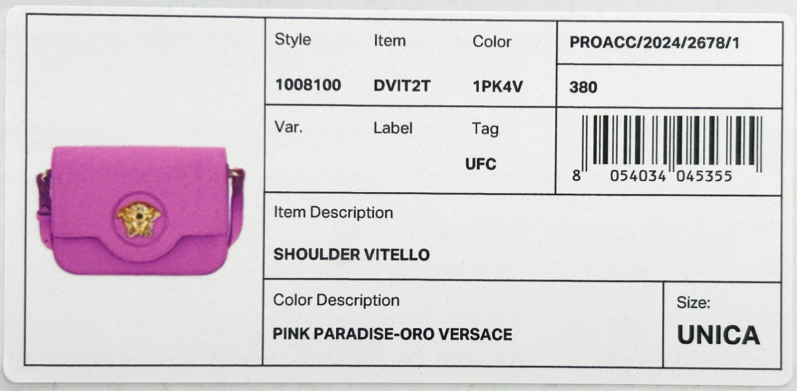 Sac à bandoulière en cuir rose Versace La Medusa, pochette élégante avec logo emblématique et détails sophistiqués.
