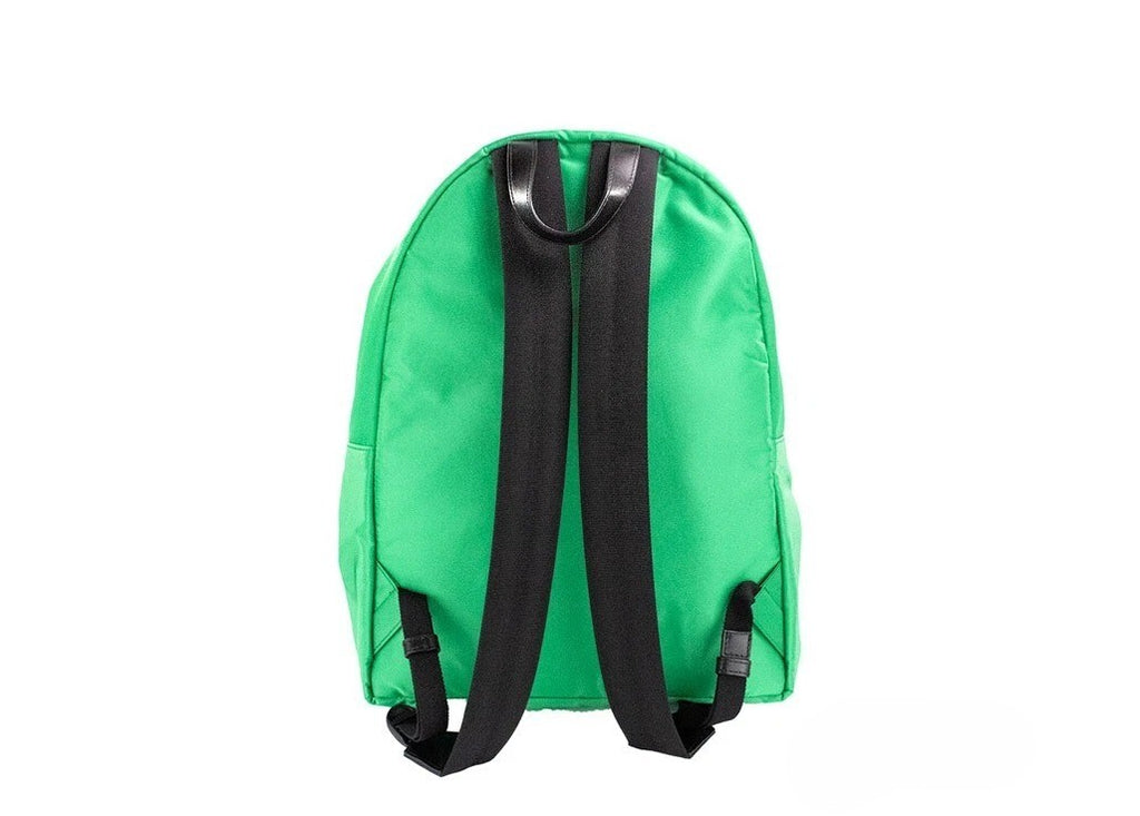 Sac à dos épais en nylon vert vif Versace avec logo Méduse, bandoulière réglable et design élégant pour le quotidien.
