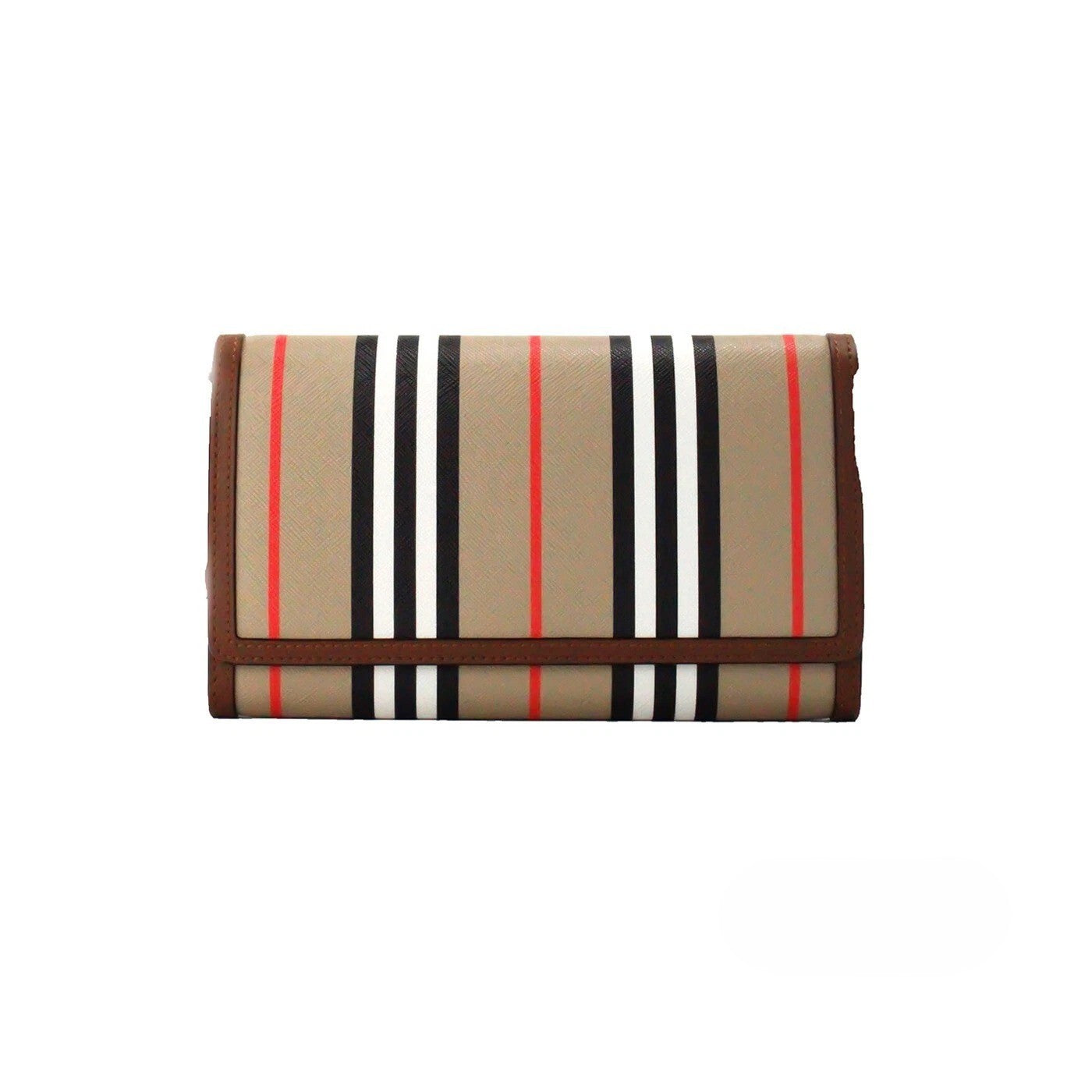 Sac à bandoulière Burberry Hannah Icon Stripe en toile E-Canvas et cuir beige avec logo emblématique et détails élégants.