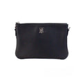 Pochette en cuir noir Burberry Peyton Monogram, sac à bandoulière élégant et compact avec logo emblématique.
