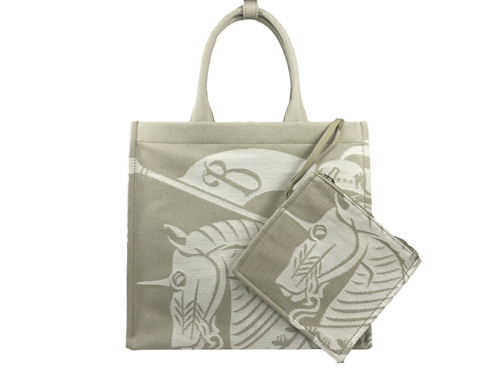 Sac tote en toile Burberry EKD avec pochon à monnaie, design classique et logo emblématique, vue de face.
