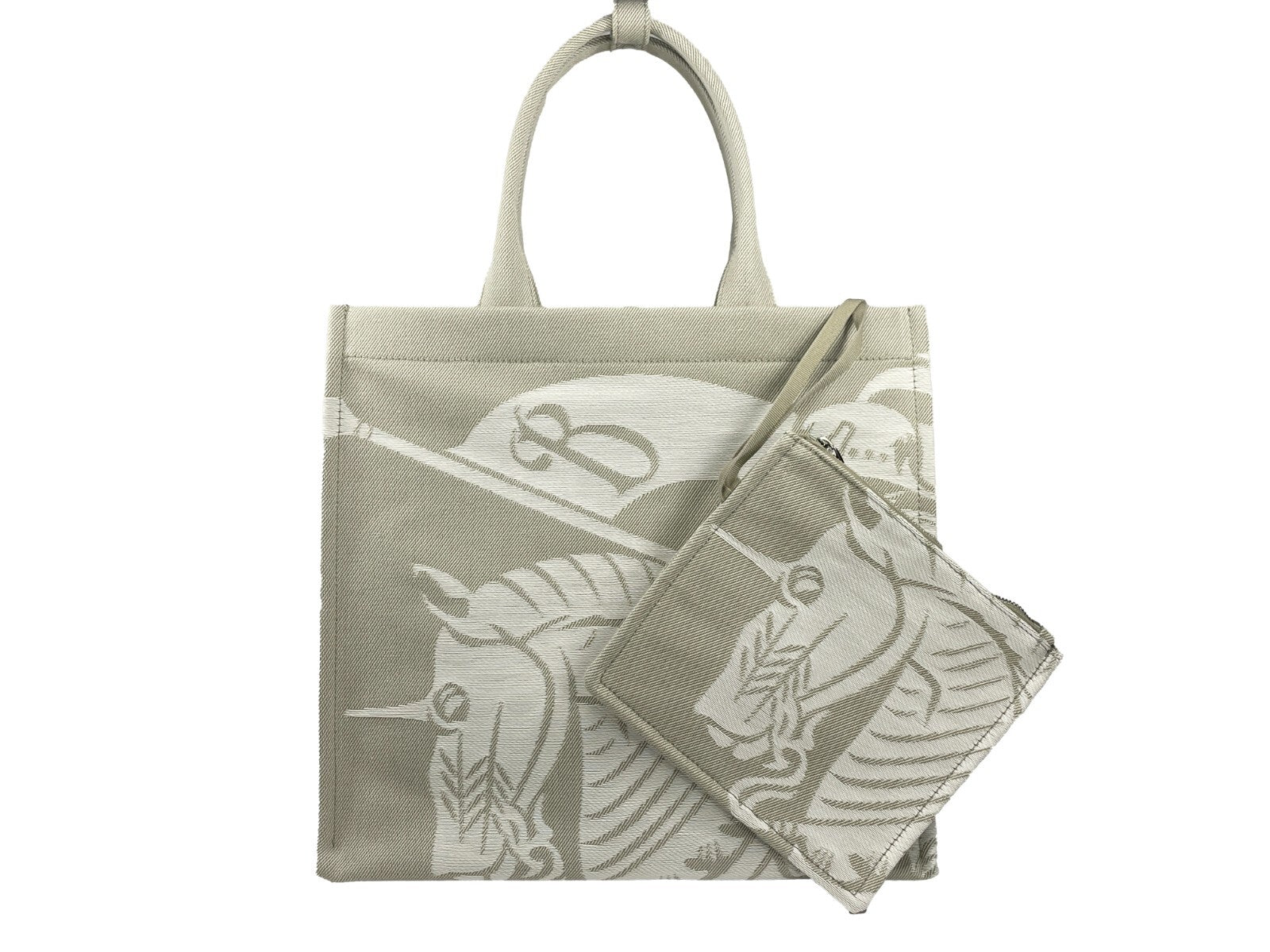 Sac tote en toile Burberry EKD avec pochon à monnaie, design classique et logo emblématique, vue de face.