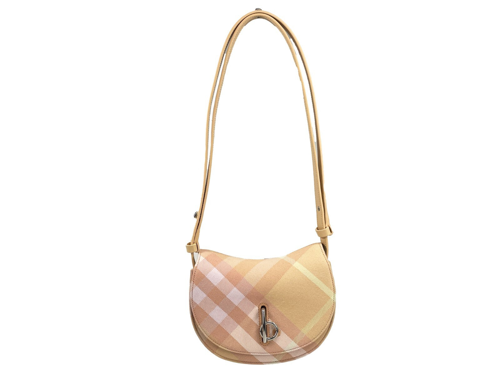 Sac à bandoulière Burberry Mini Check Rocking Horse, motif à carreaux, en cuir avec détails en métal et bandoulière réglable.