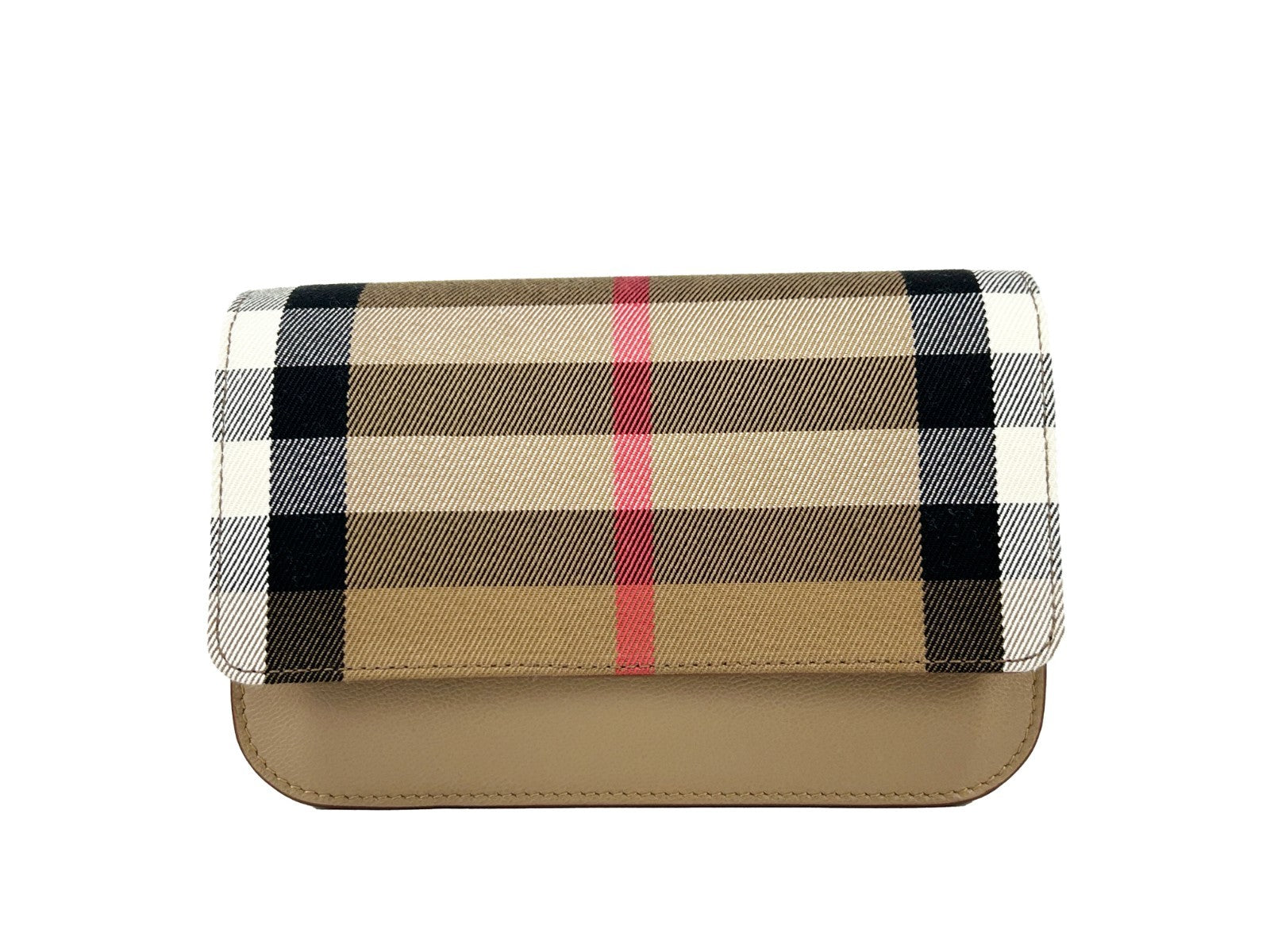 Sac à bandoulière en cuir noir Burberry Madison Small avec motif à carreaux emblématique, idéal pour un style élégant.