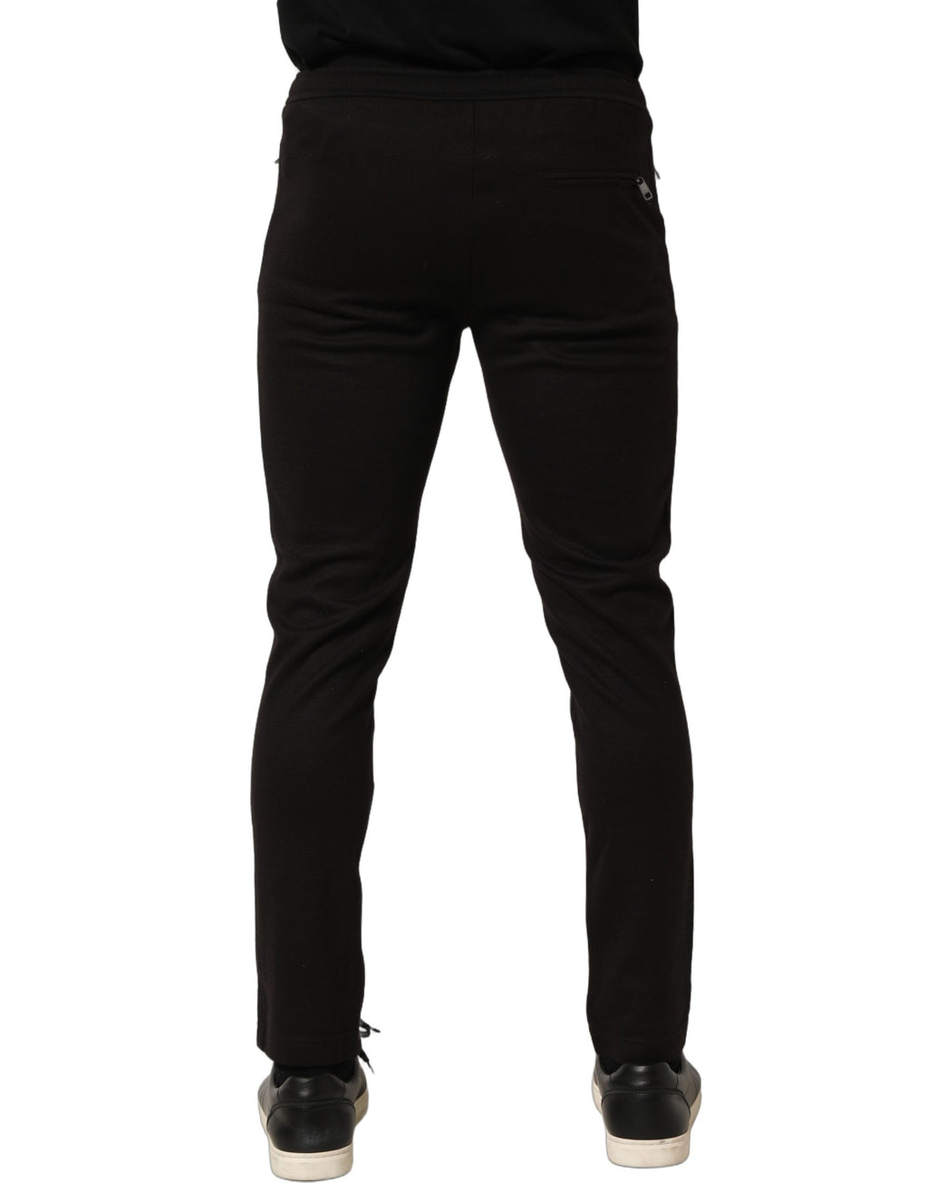 Pantalon jogging en laine noire pour homme de Dolce & Gabbana, pantalon de sport décontracté avec ceinture élastique.